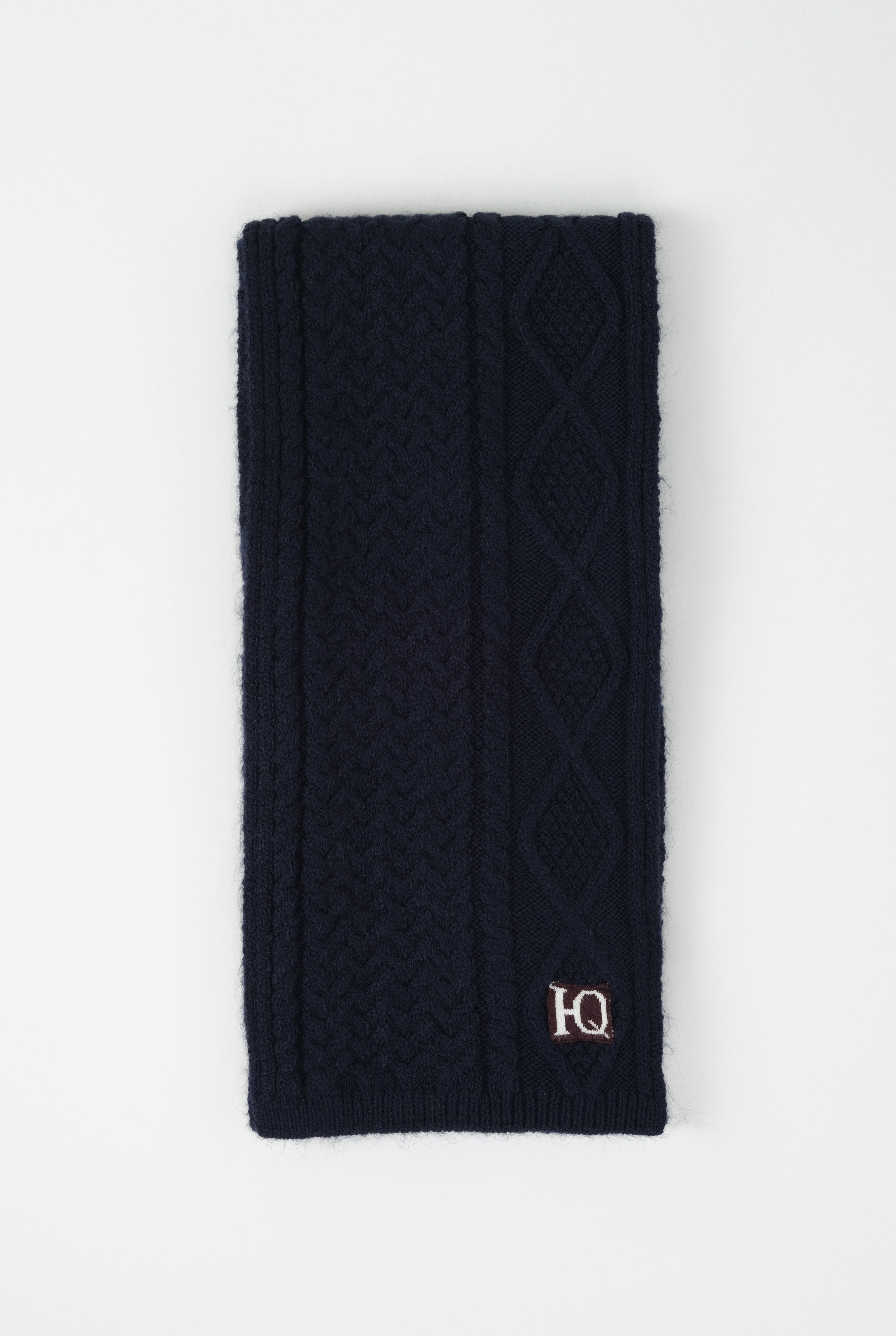 Cable Knit Scarf Navy Blue - 5
