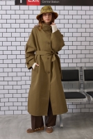 Funnel Neck Long Trenchcoat Olive 