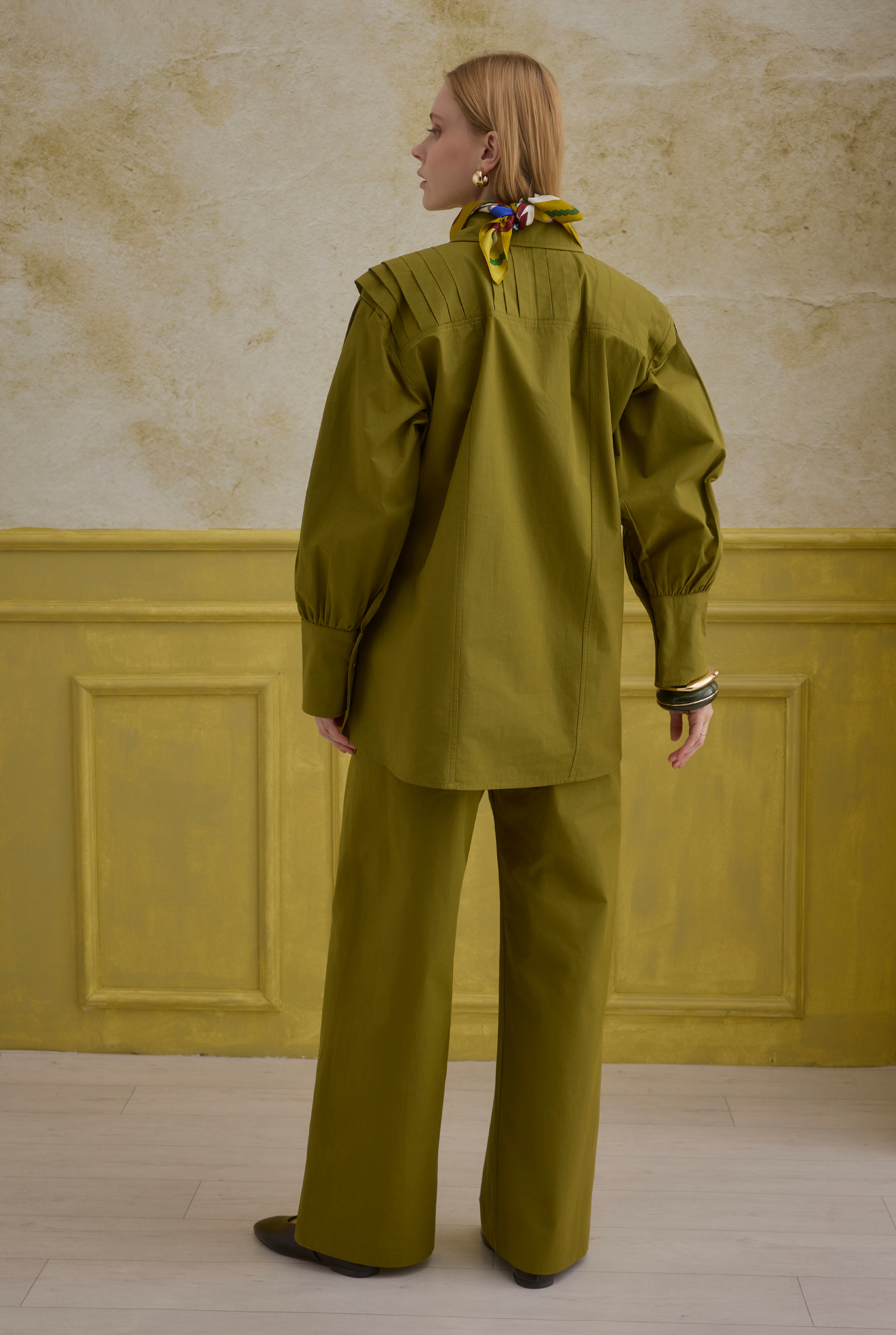 100% Cotton Trousers Oil Green - 3