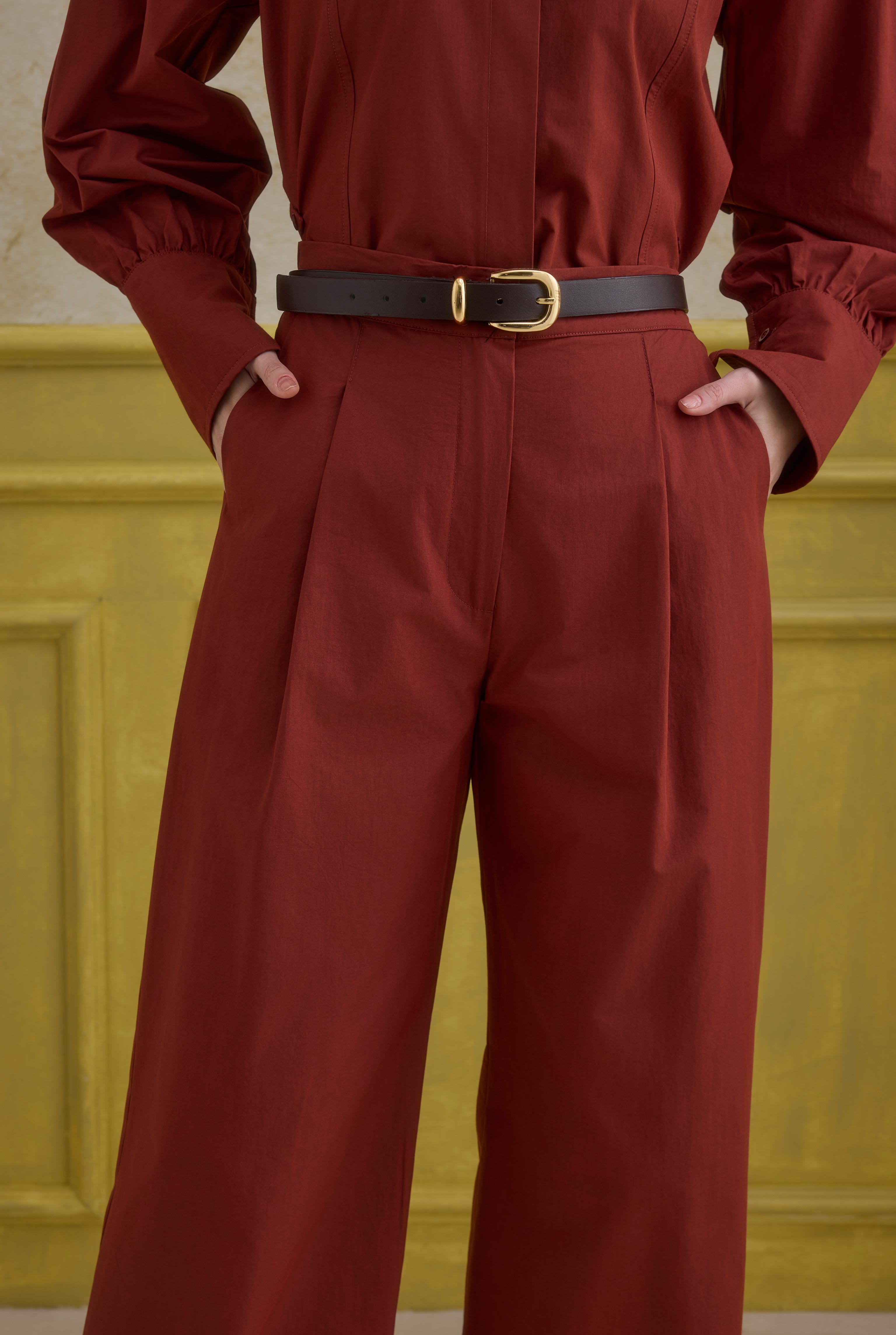 100% Cotton Trousers Bordeaux - 3
