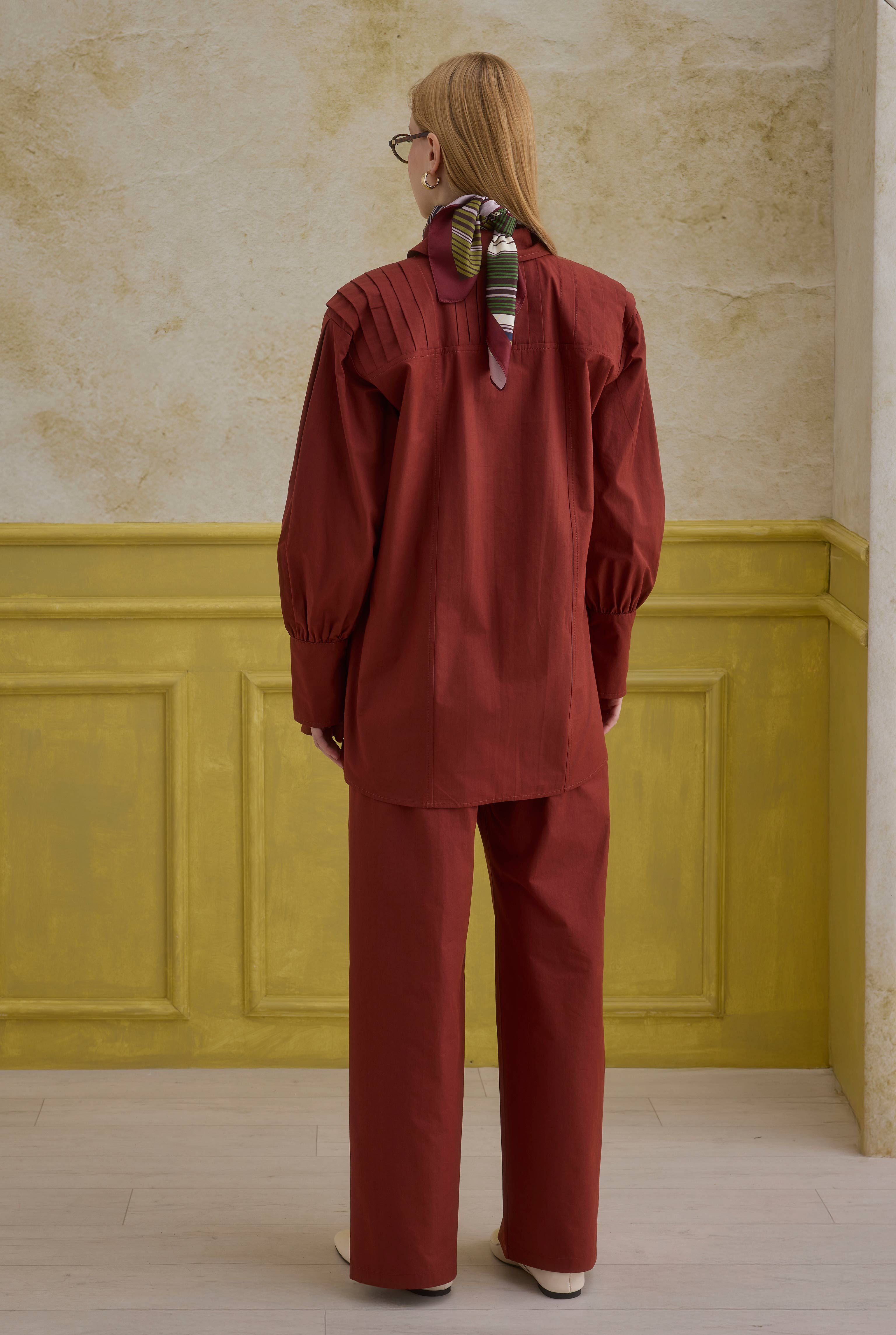 100% Cotton Trousers Bordeaux - 2