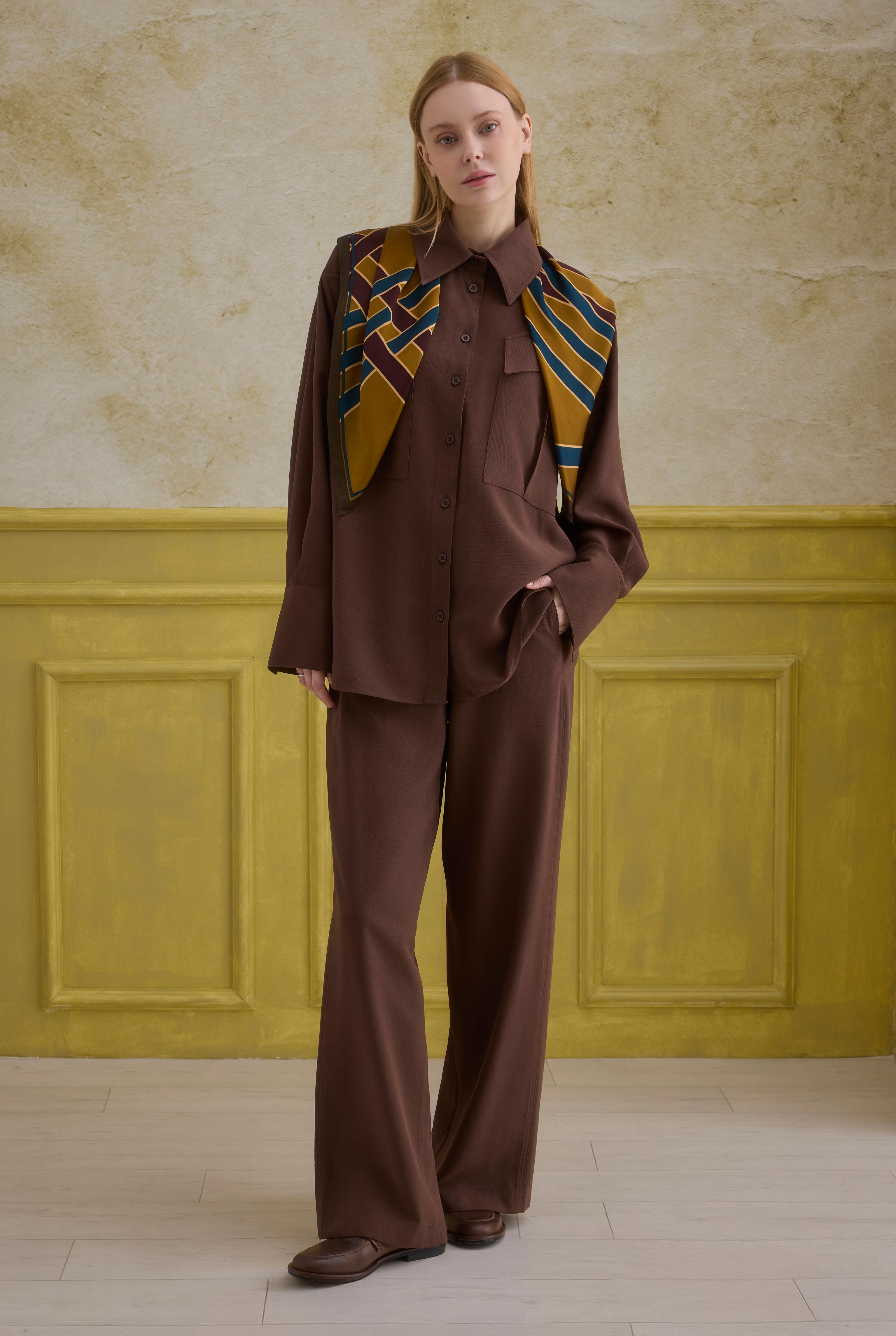 Modern Pocket Detailed Shirt Brown - HE-QA