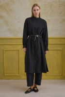 Mandarin Collar Long Tunic Black 