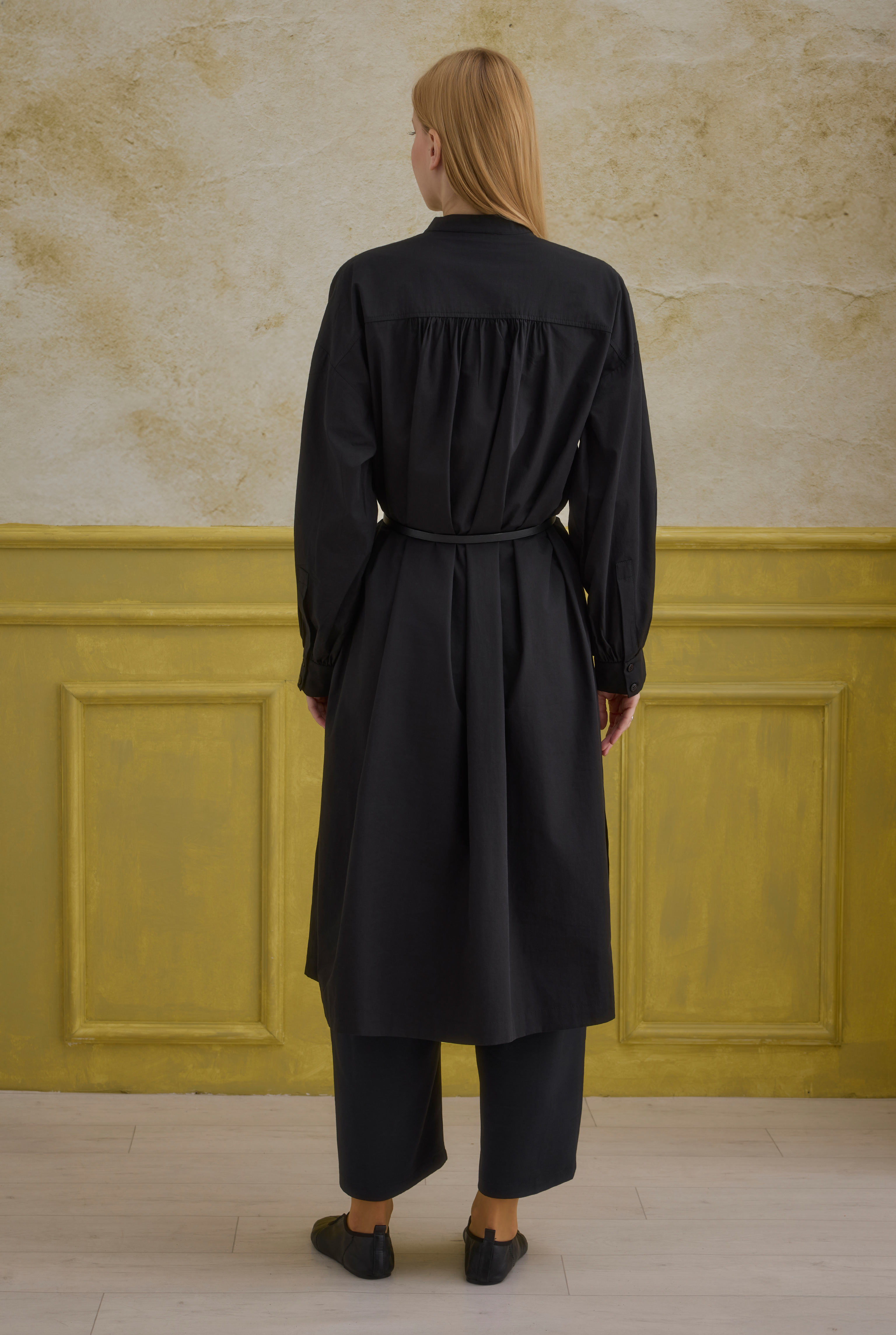 Mandarin Collar Long Tunic Black - 3