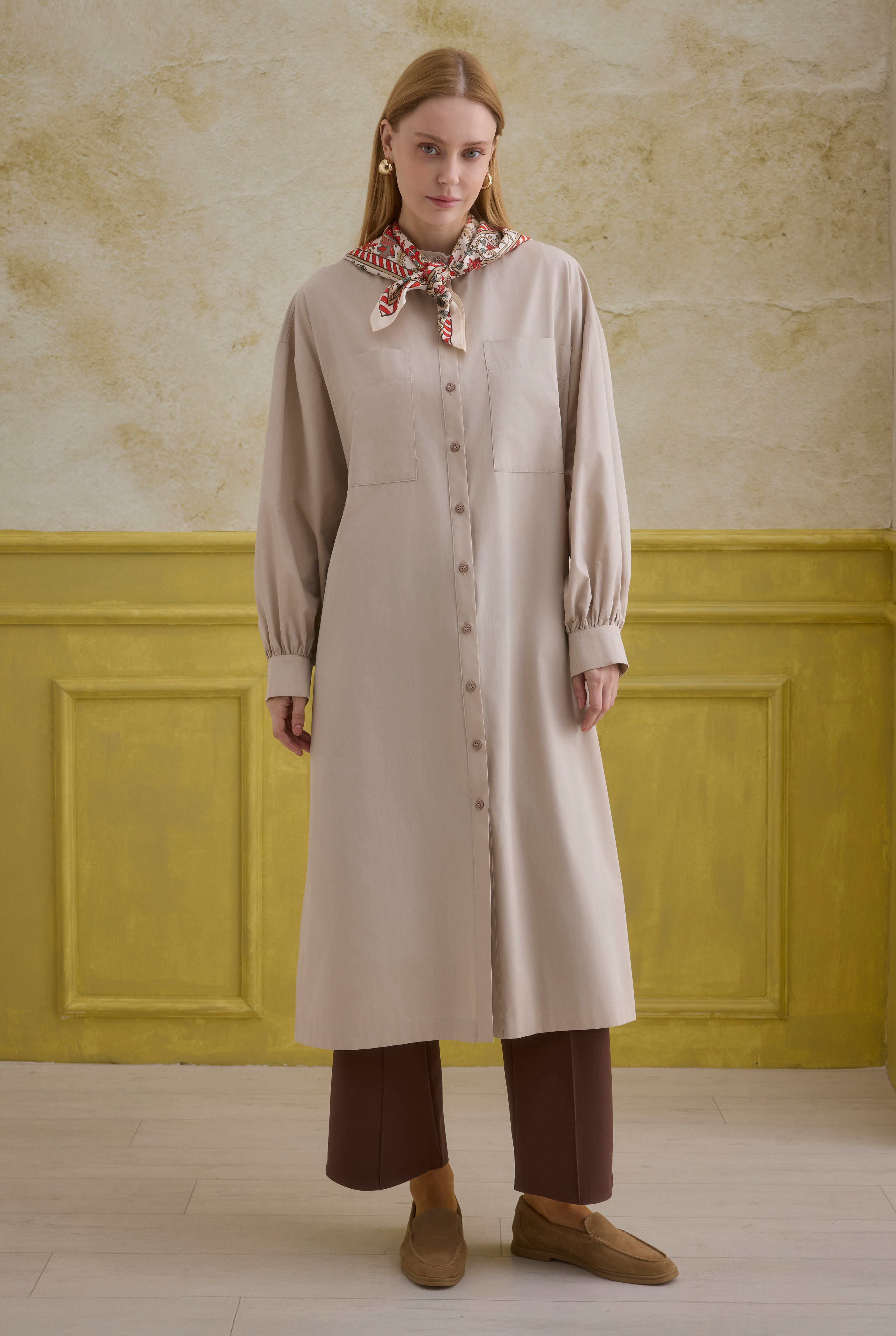 Mandarin Collar Long Tunic Soft Cashmere - 1