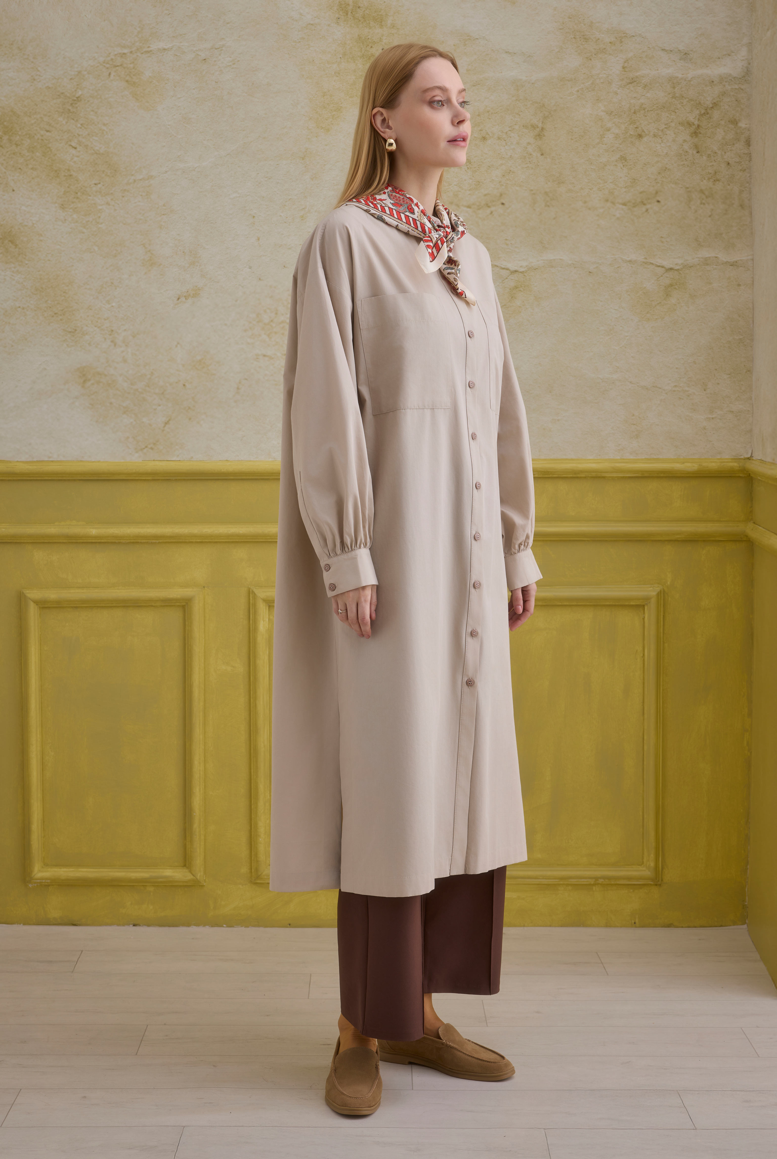 Mandarin Collar Long Tunic Soft Cashmere - 2