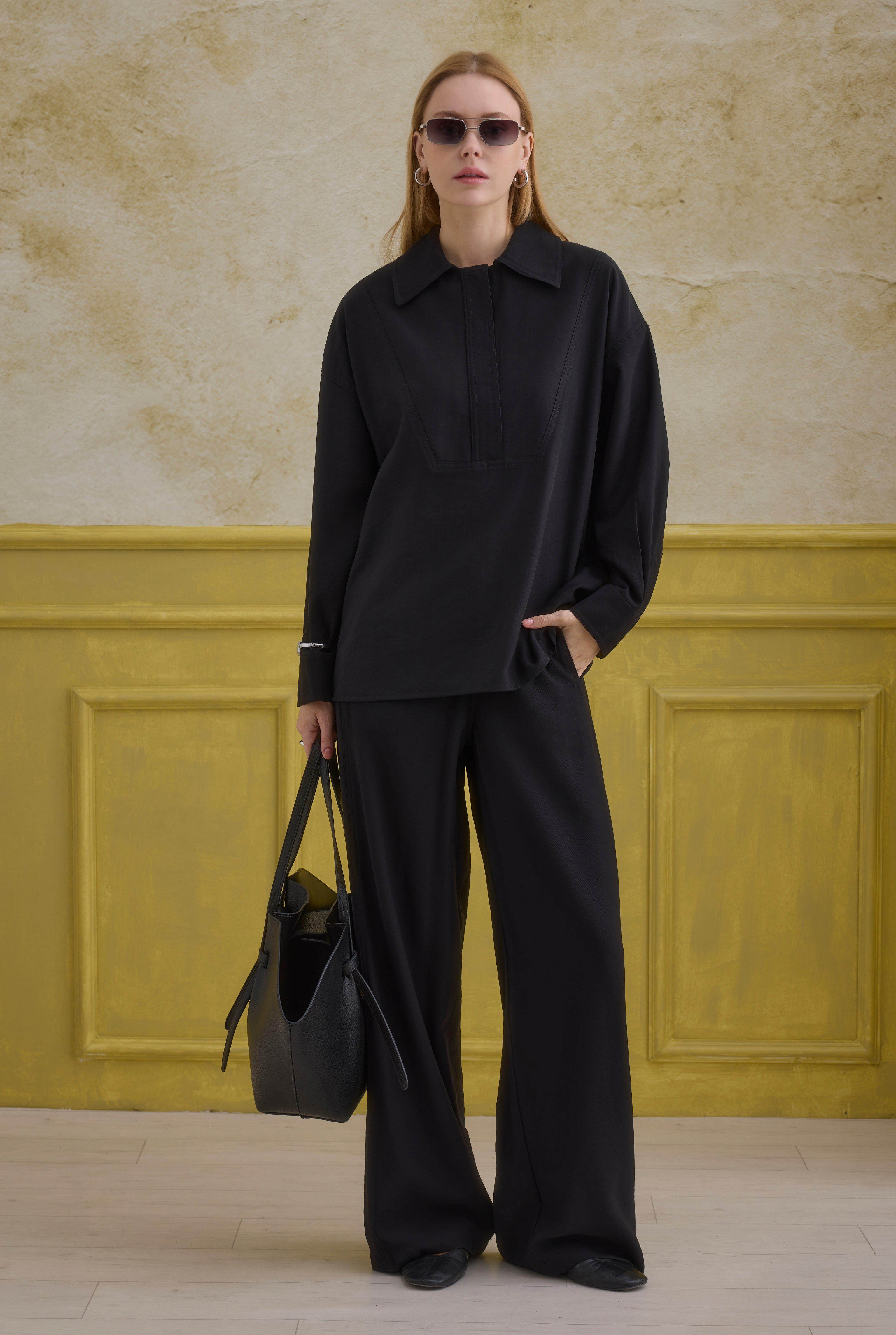 Zipper Detailed Shirt Black - HE-QA
