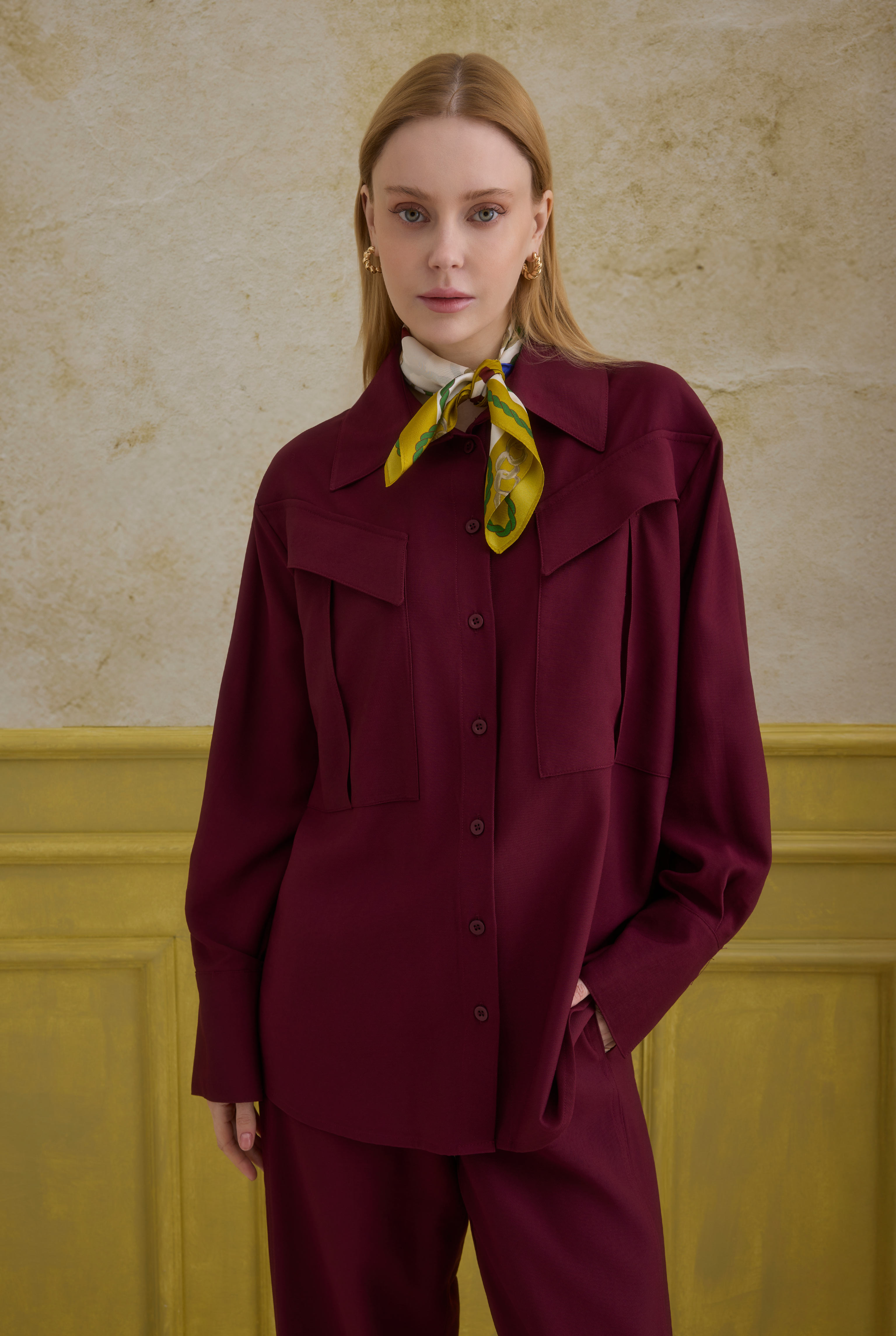 Modern Pocket Detailed Shirt Bordeaux - 1