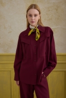 Modern Pocket Detailed Shirt Bordeaux 