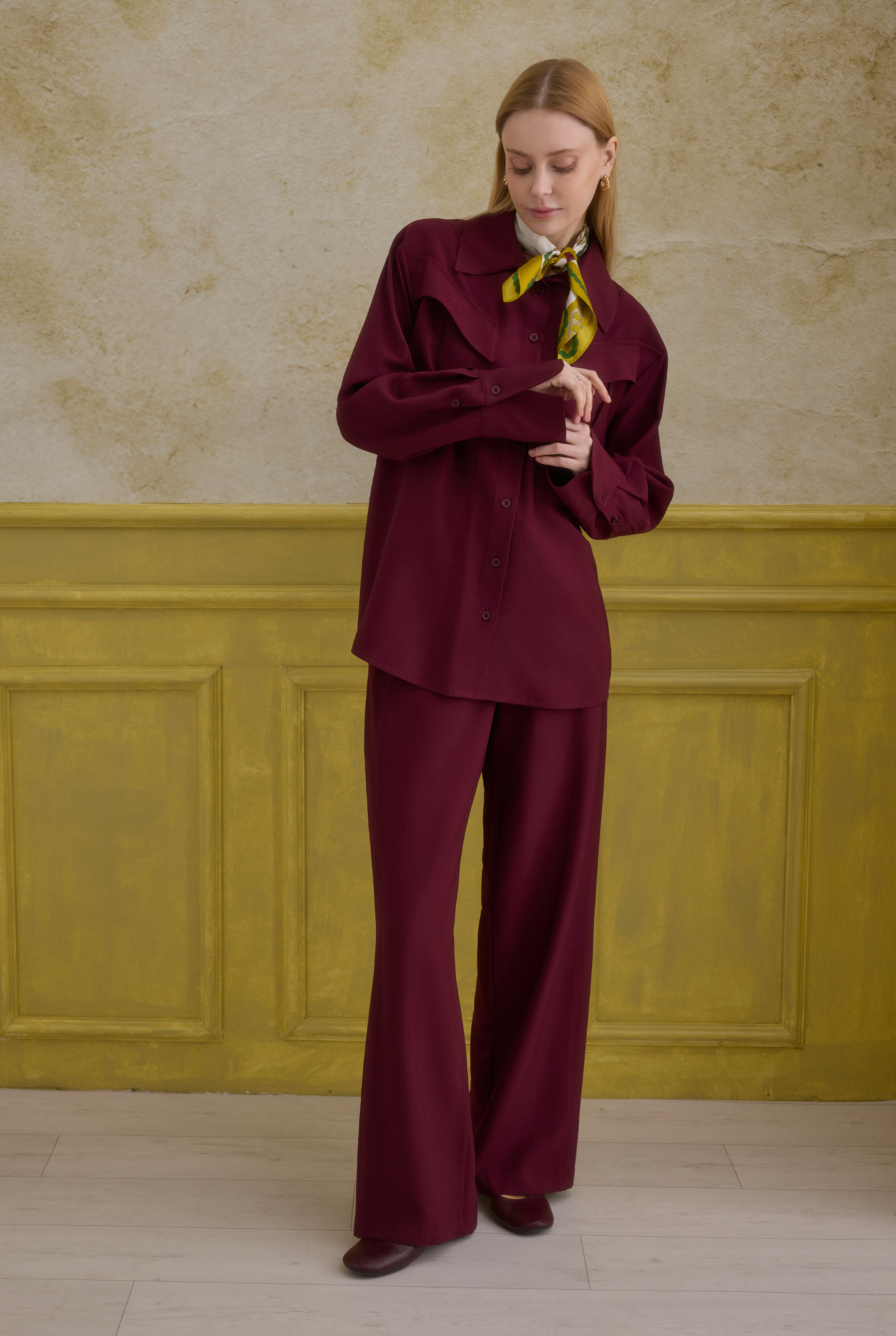 Modern Pocket Detailed Shirt Bordeaux - 3