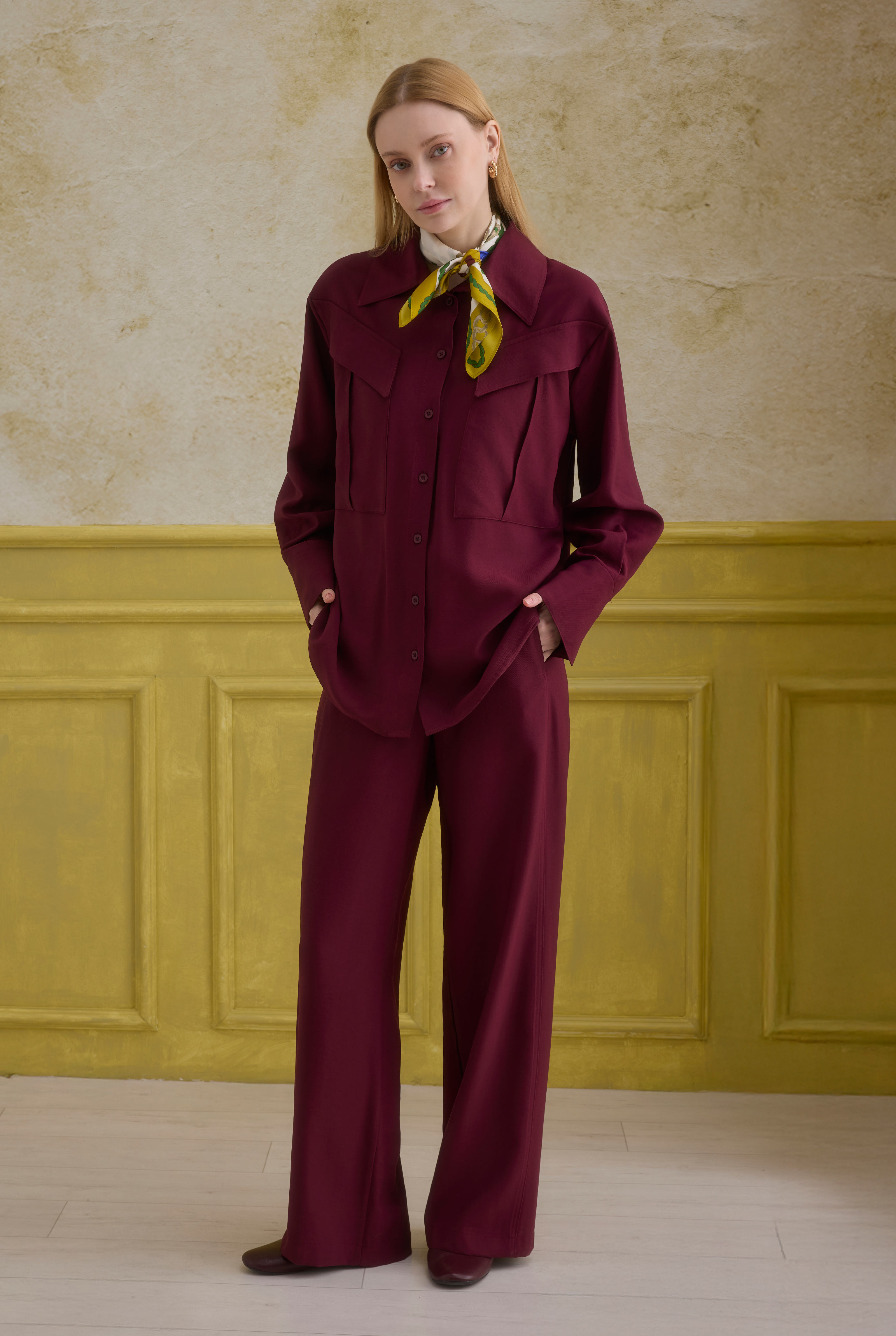 Modern Pocket Detailed Shirt Bordeaux - 2