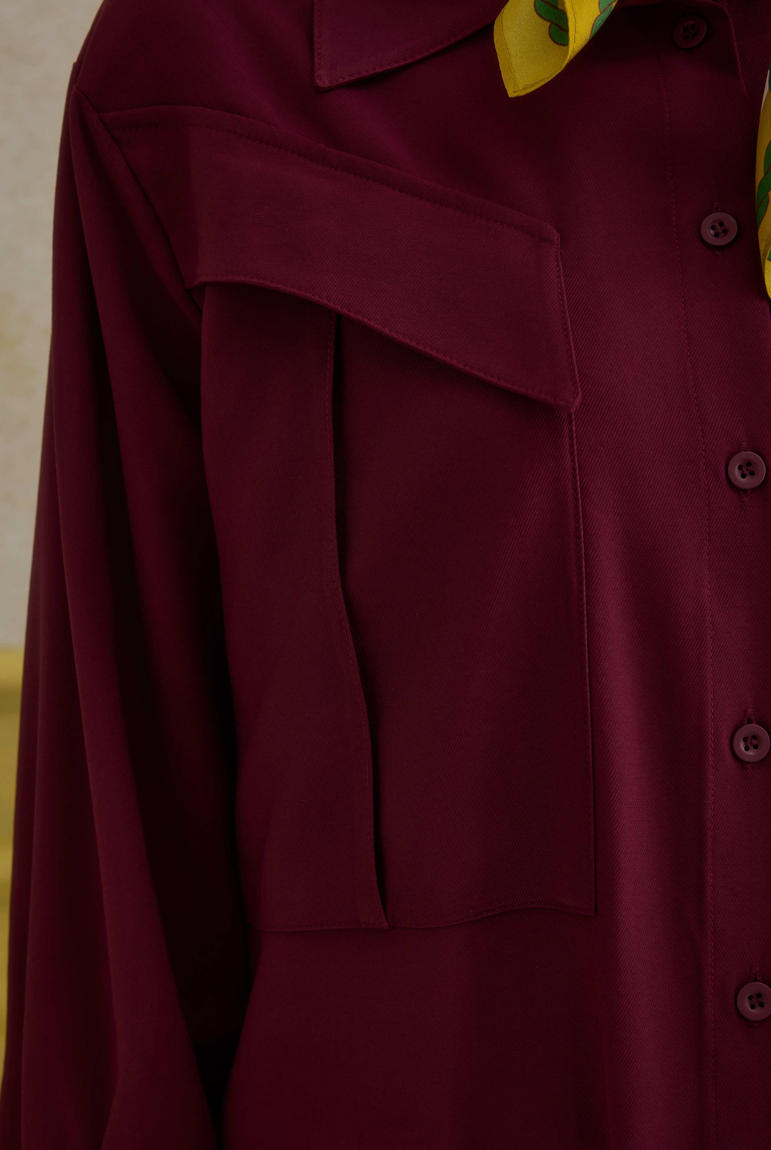 Modern Pocket Detailed Shirt Bordeaux - 4