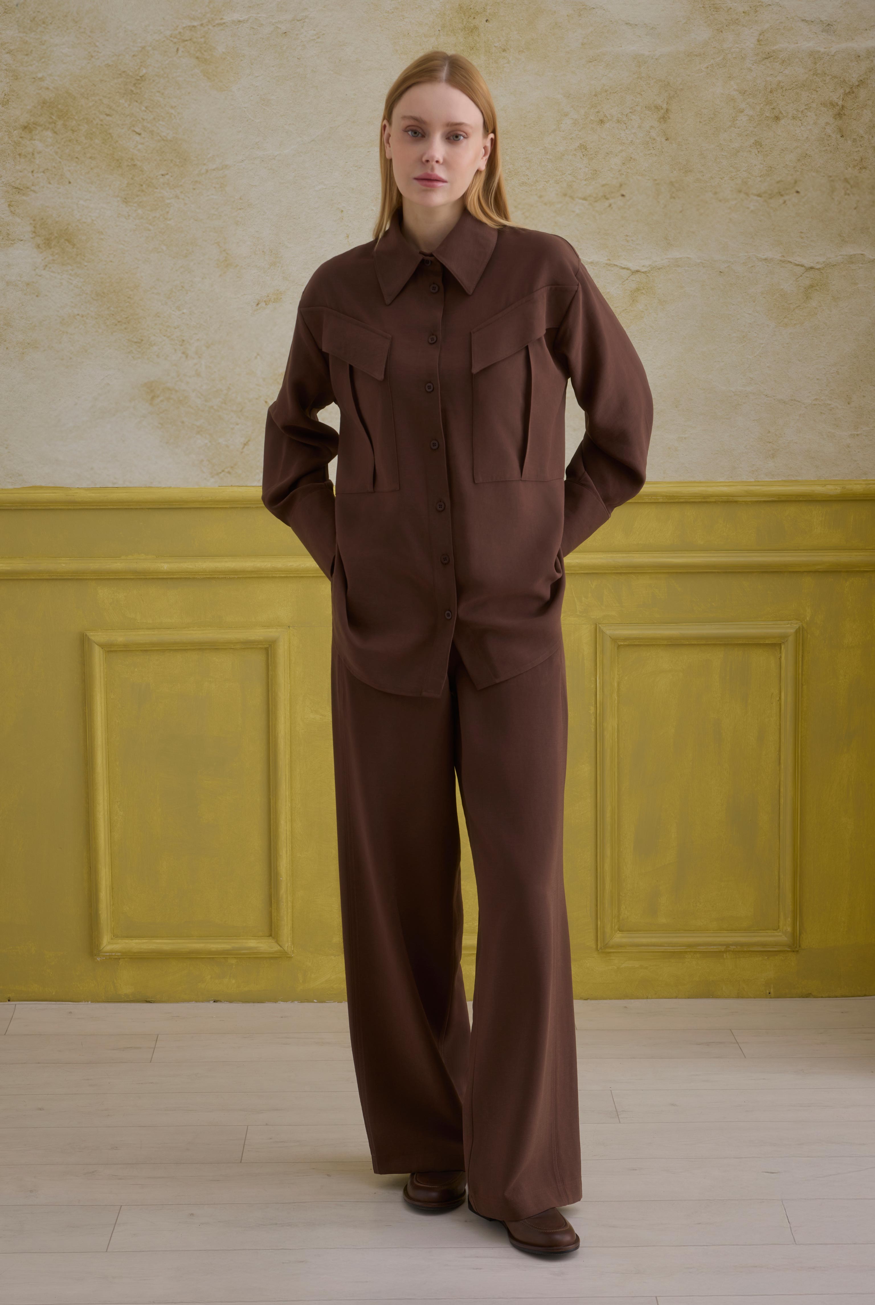 Straight Cut Trousers Brown - 2
