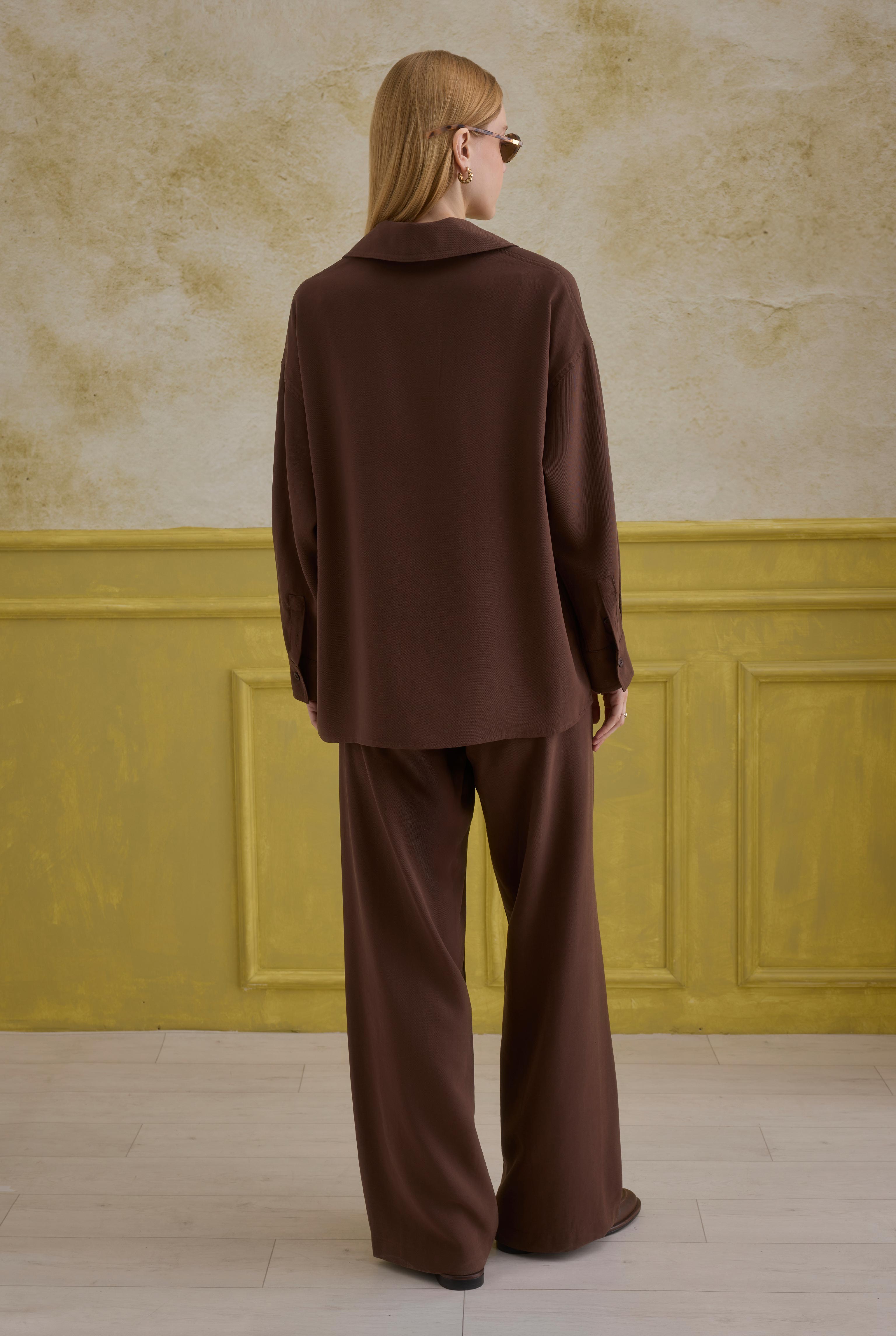 Straight Cut Trousers Brown - 4