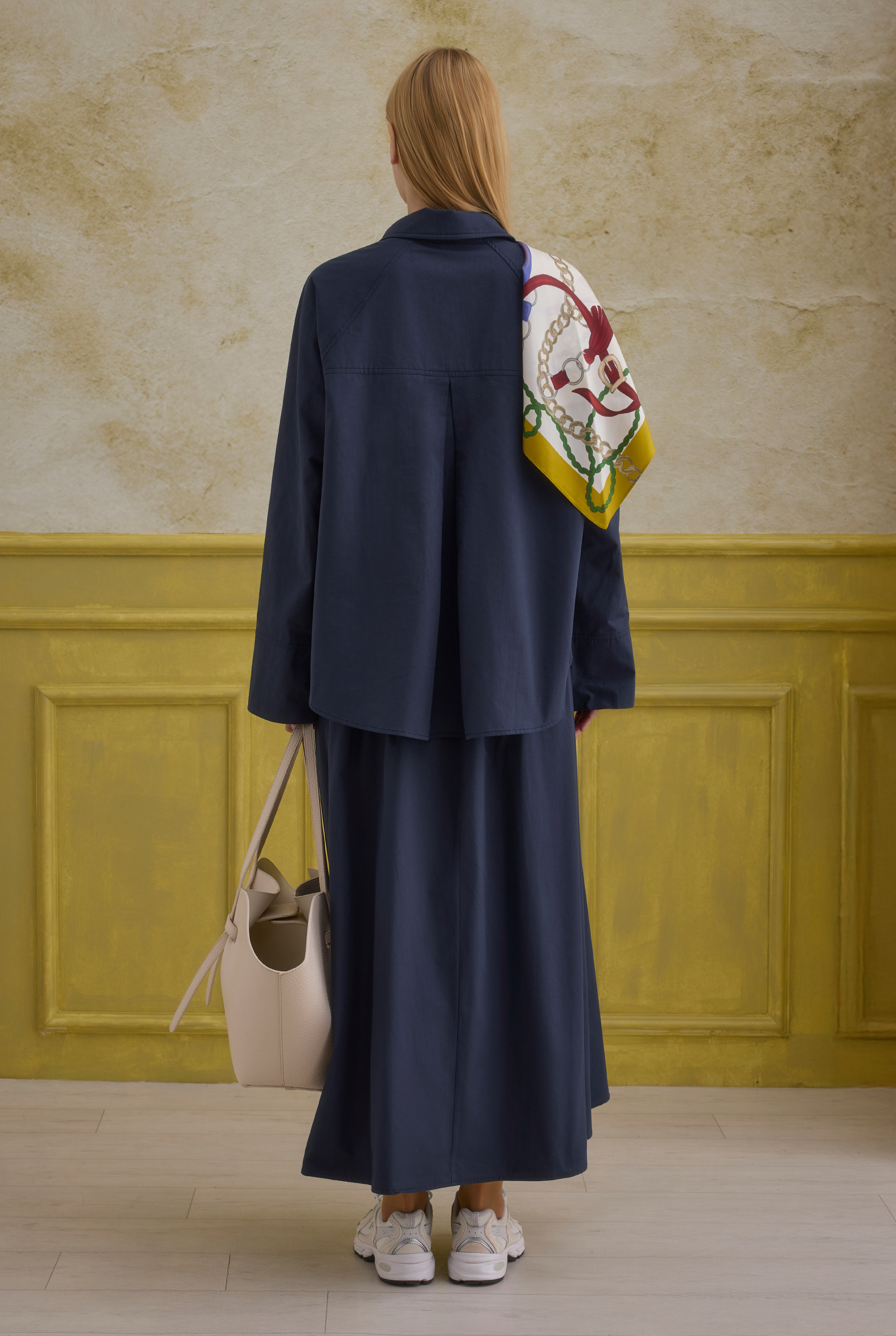 100% Cotton Skirt Navy Blue - 3