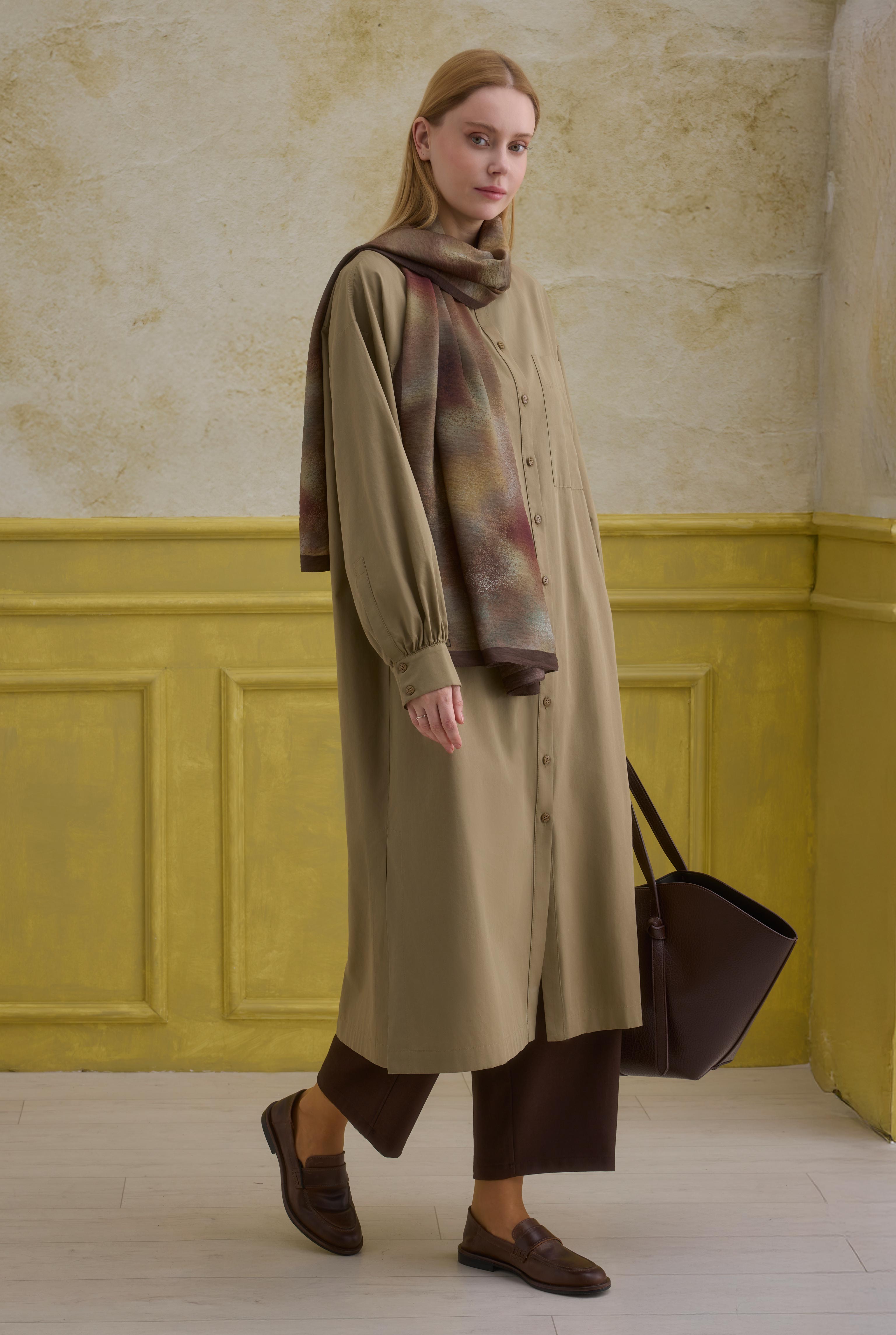 Mandarin Collar Long Tunic Light Clay - 2