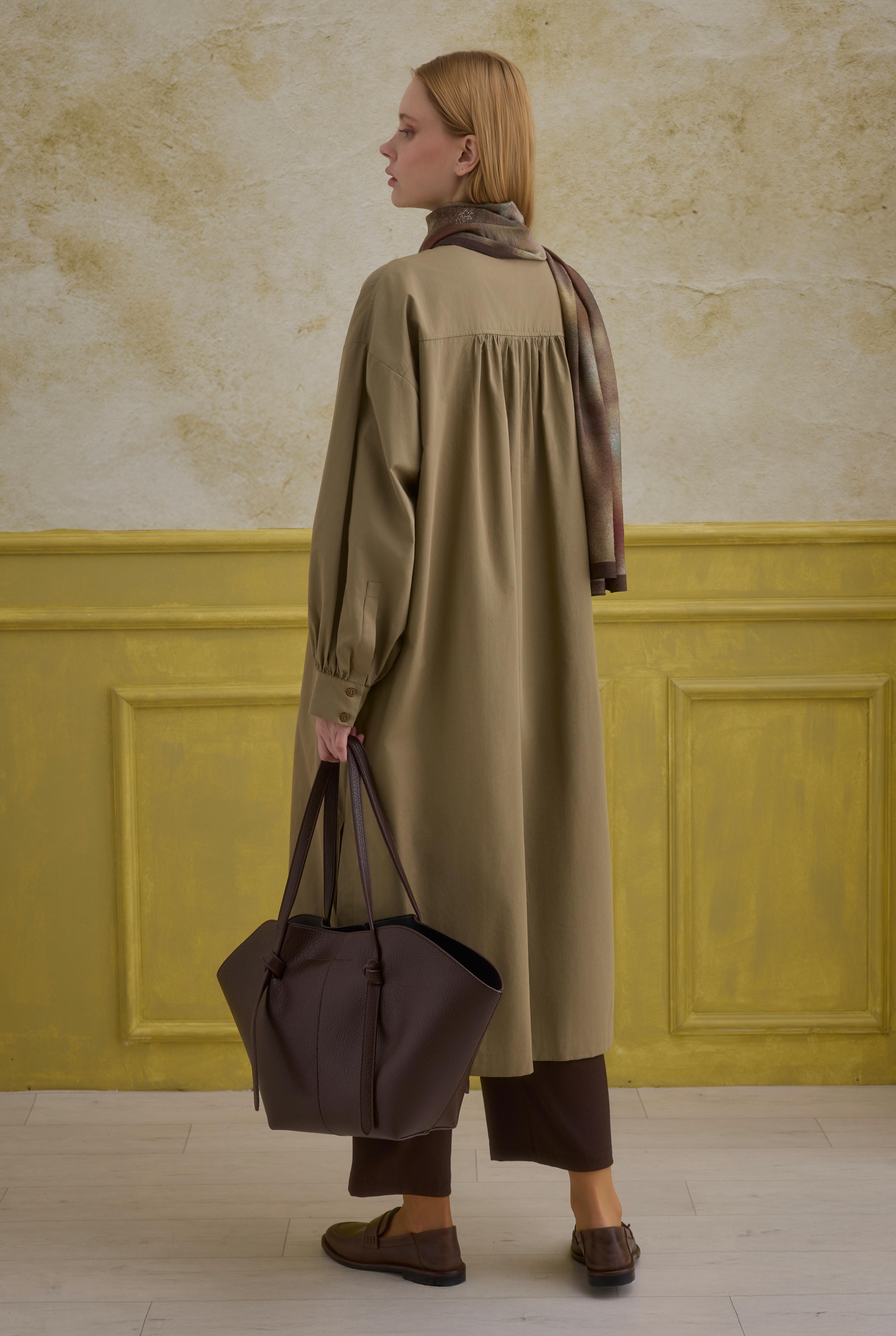 Mandarin Collar Long Tunic Light Clay - 4