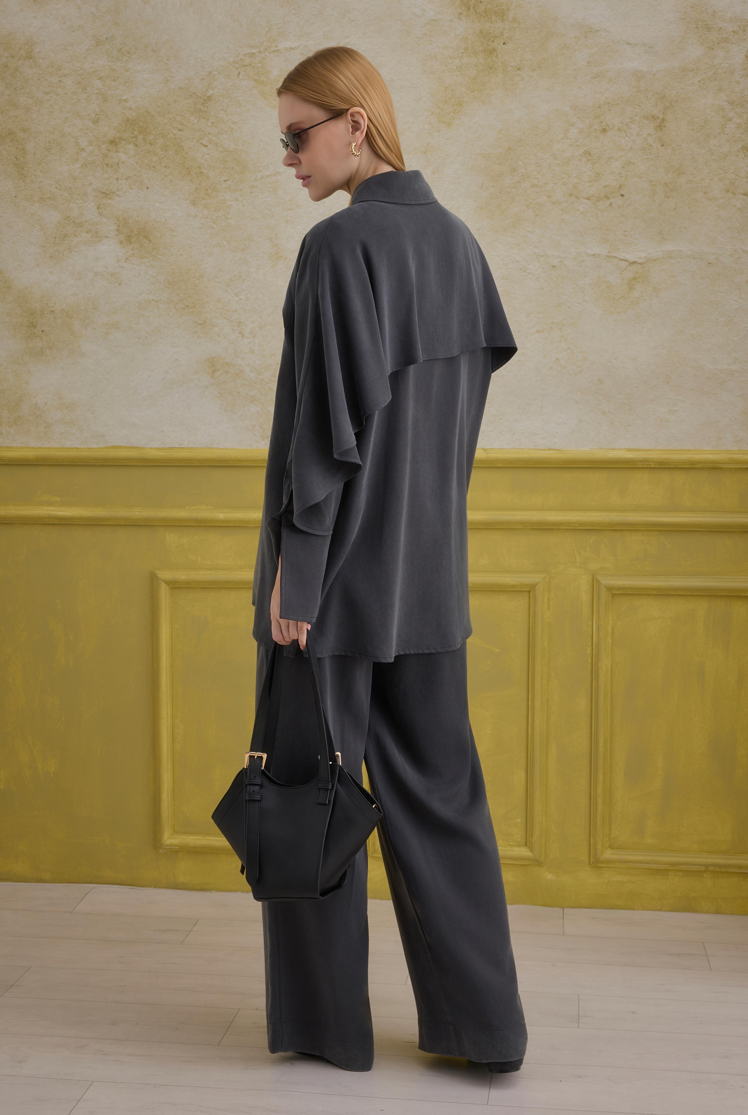Snap-Button Detailed Tencel Set Anthracite - 6