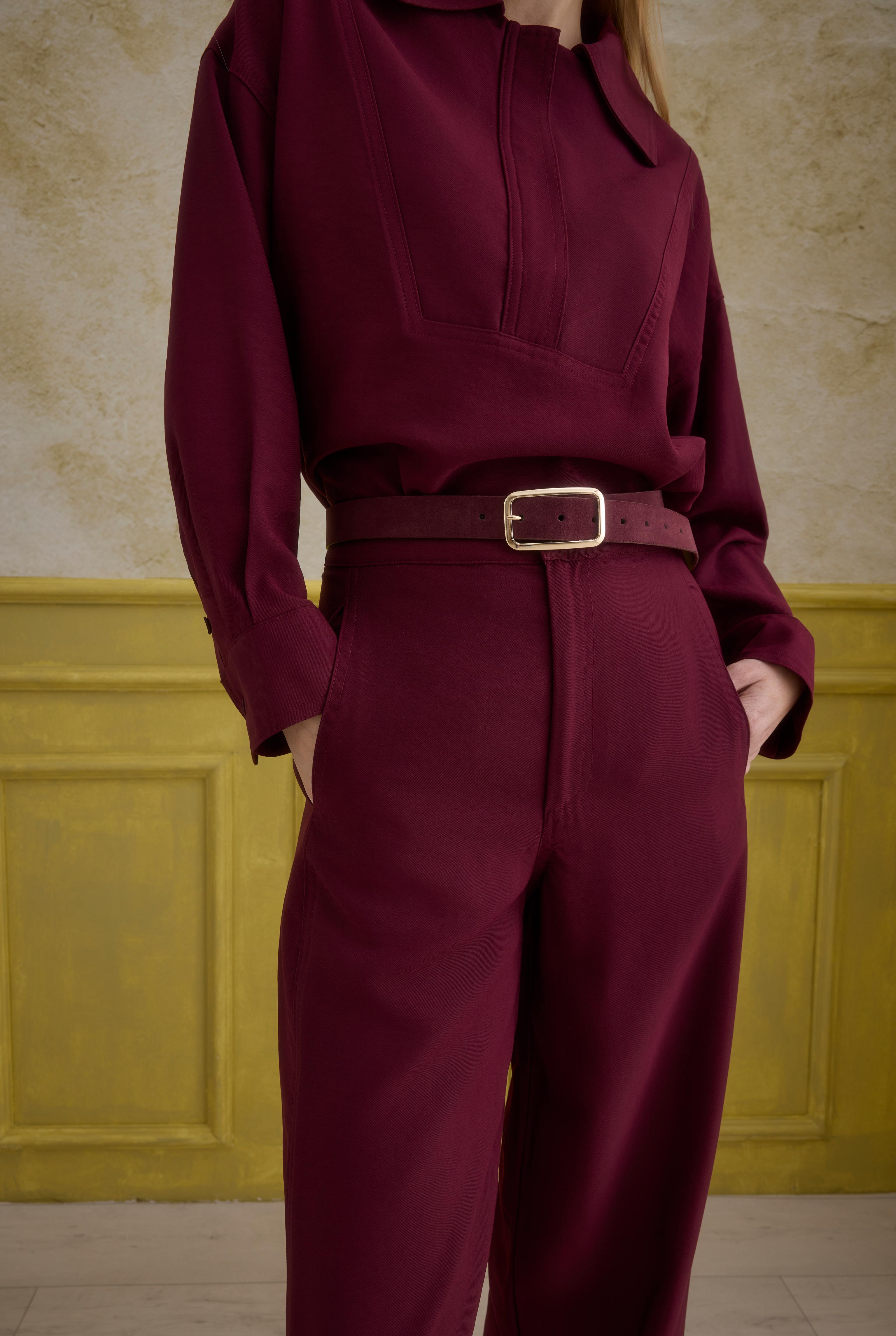 Straight Cut Trousers Bordeaux - 5