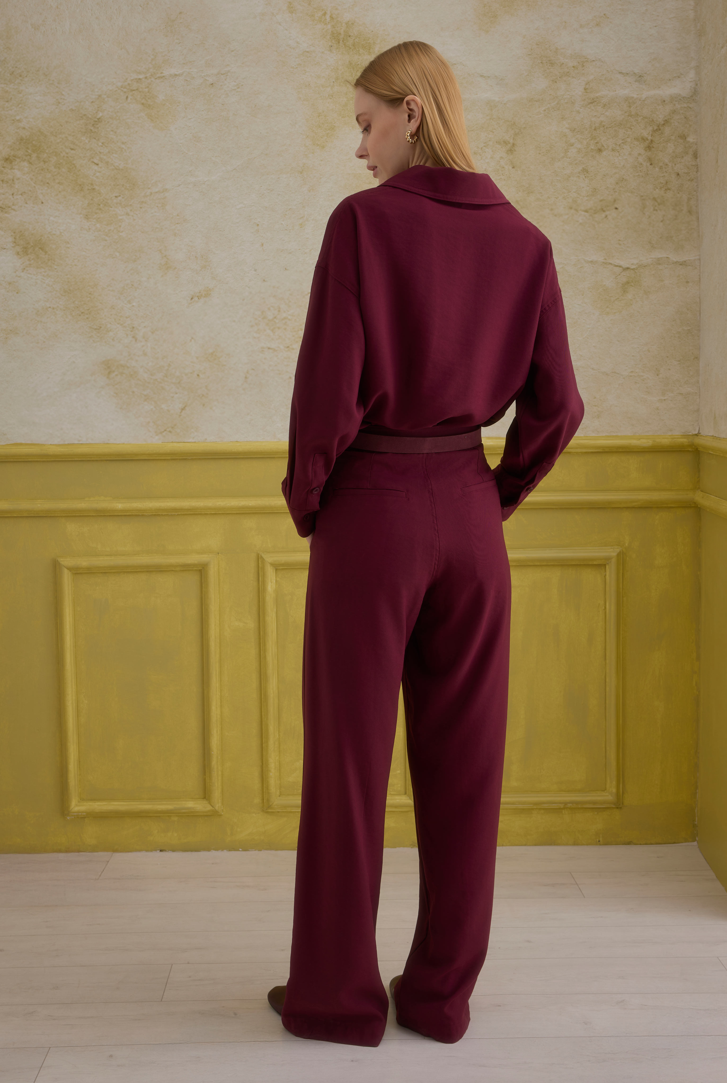 Straight Cut Trousers Bordeaux - 4