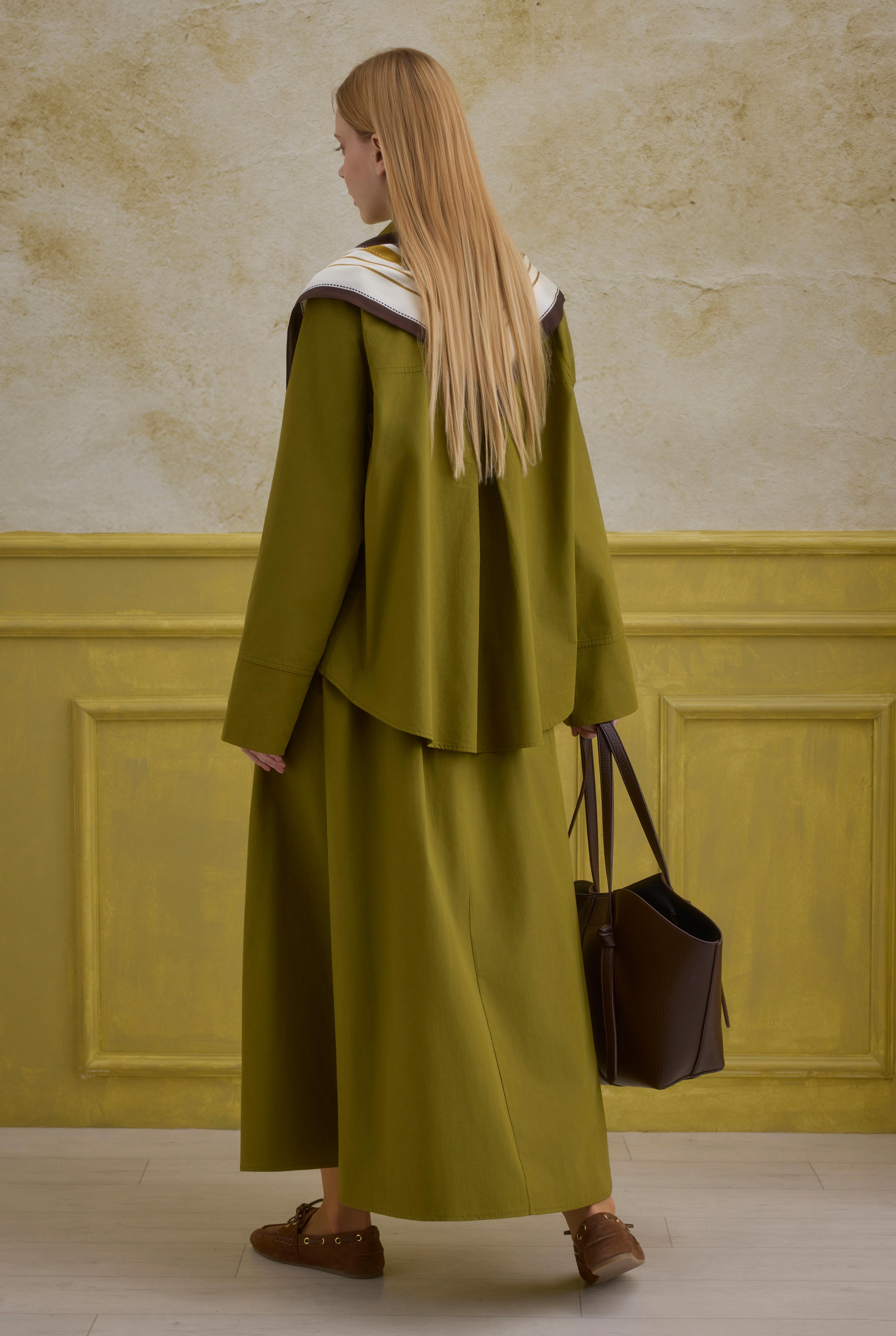 100% Cotton Skirt Oil Green - 5