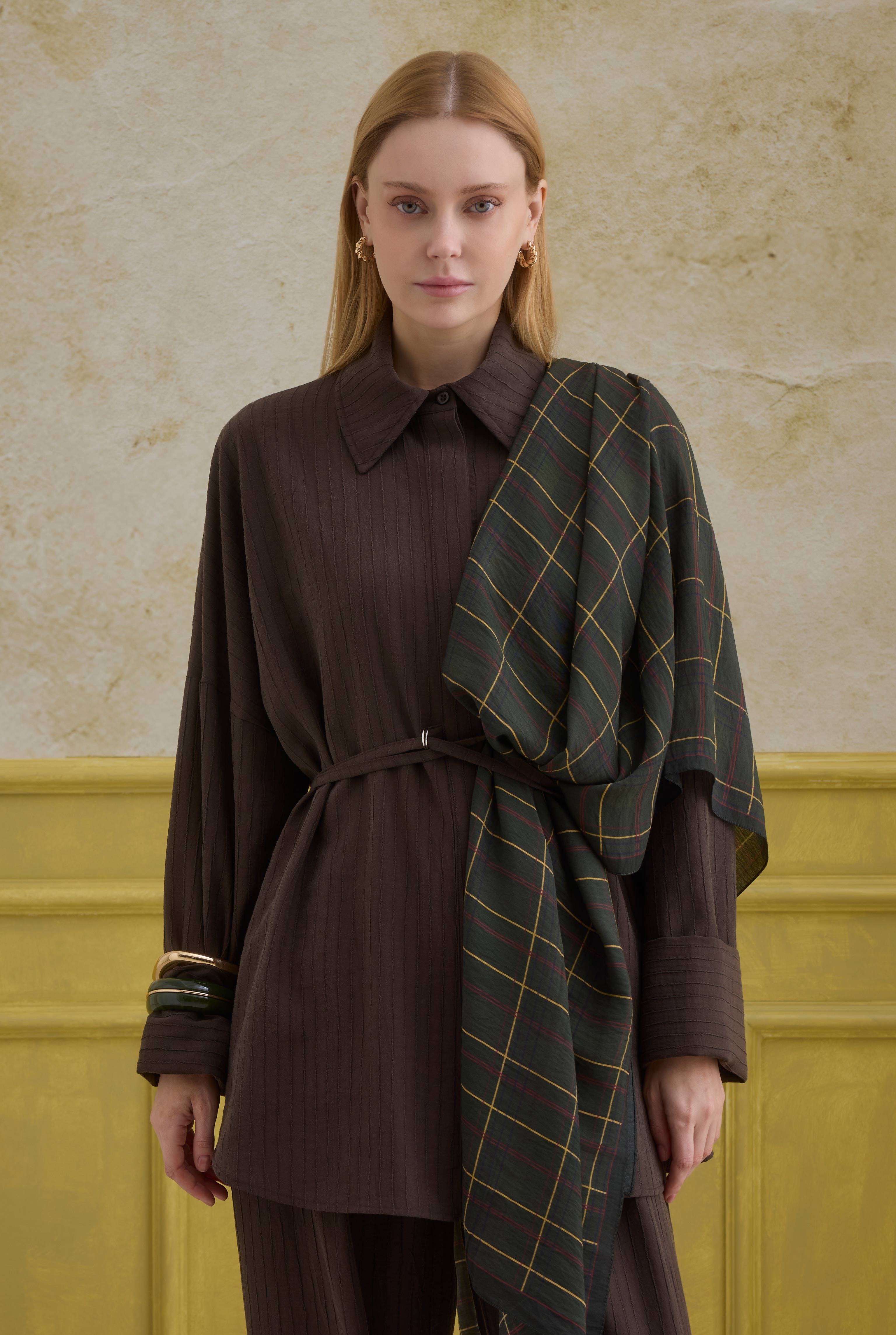 Striped Effect Modal Set Dark Brown - 4