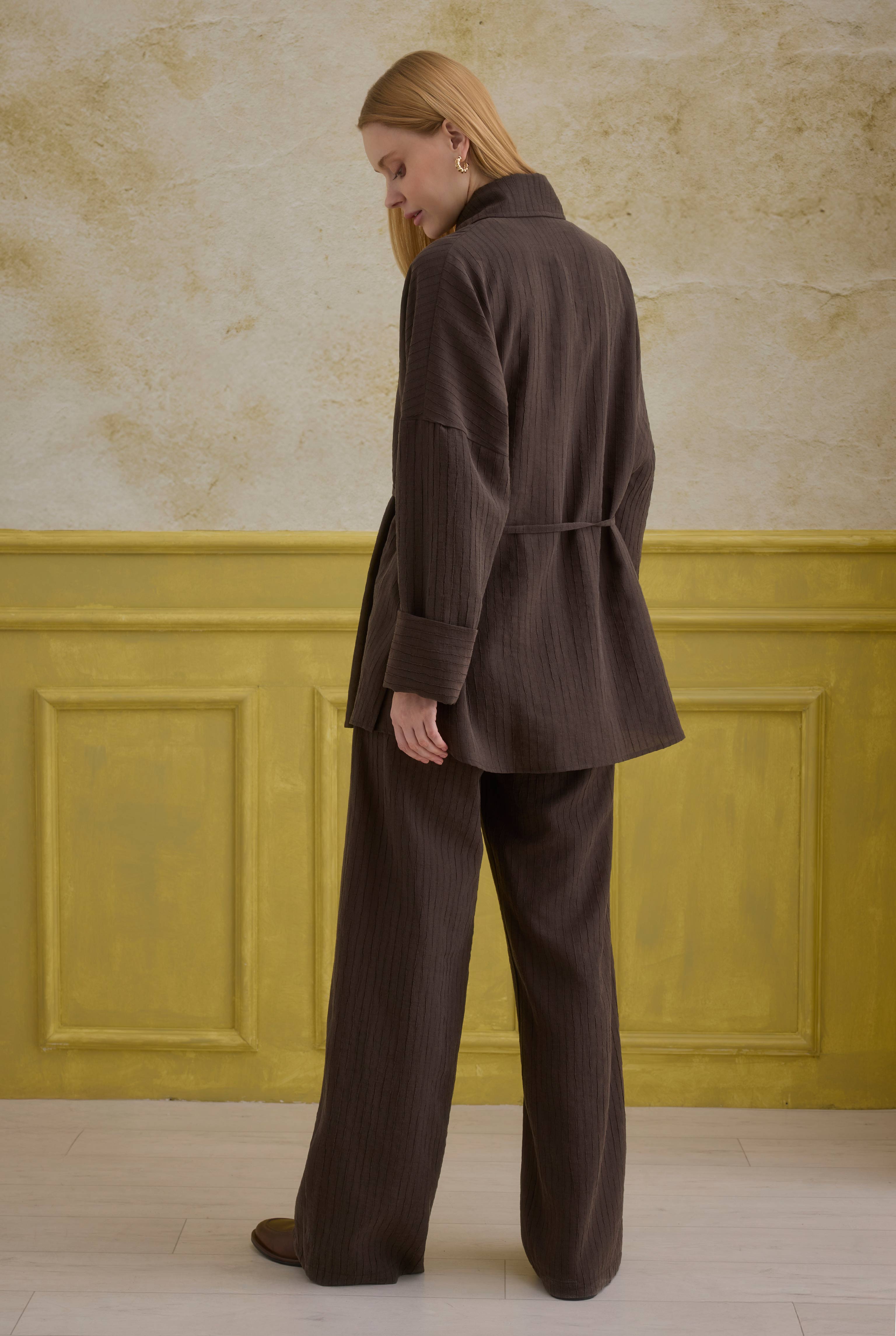 Striped Effect Modal Set Dark Brown - 3