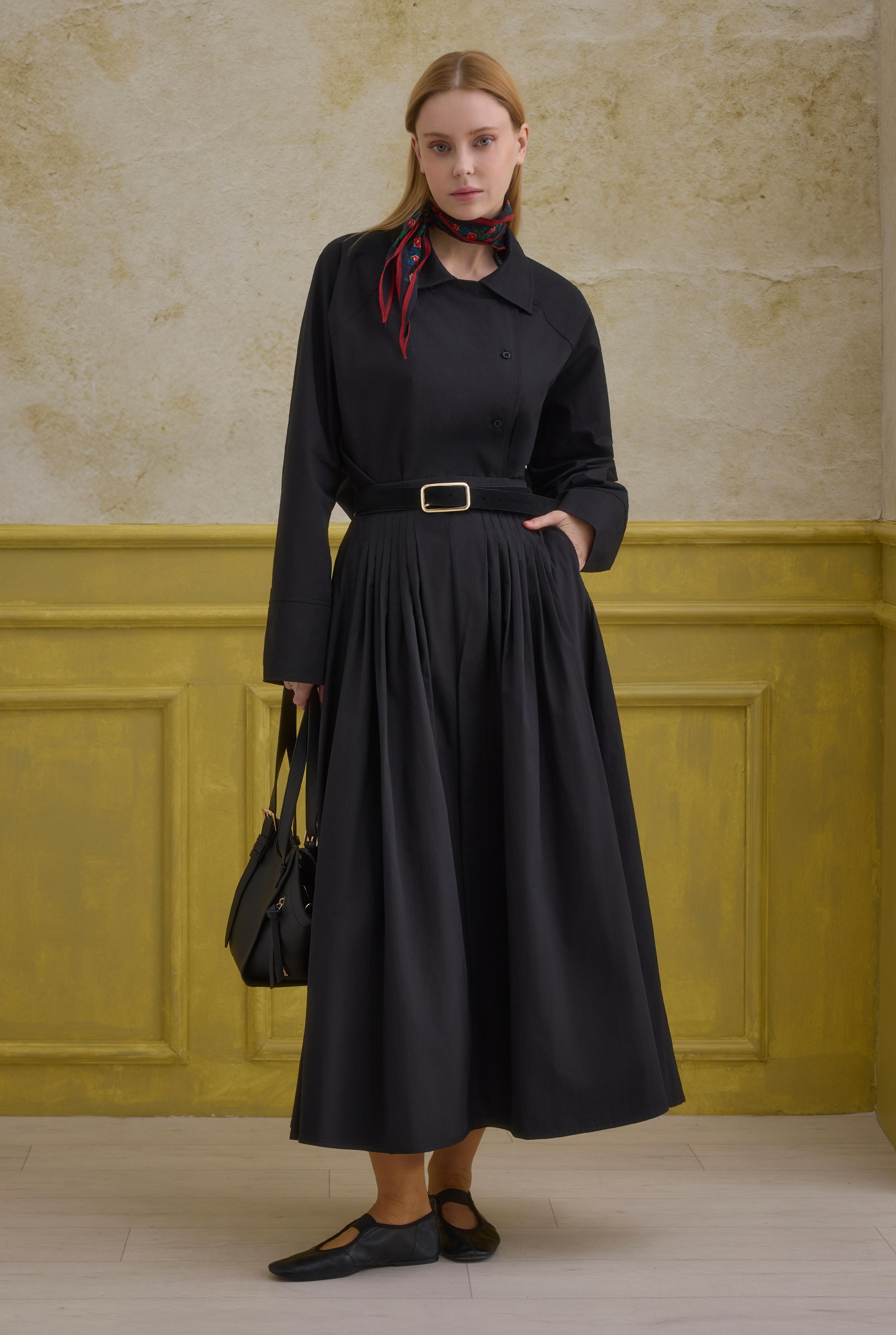 Double Breasted Cotton Shirt Black - 5