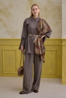 Snap-Button Detailed Tencel Set Dark Mink 