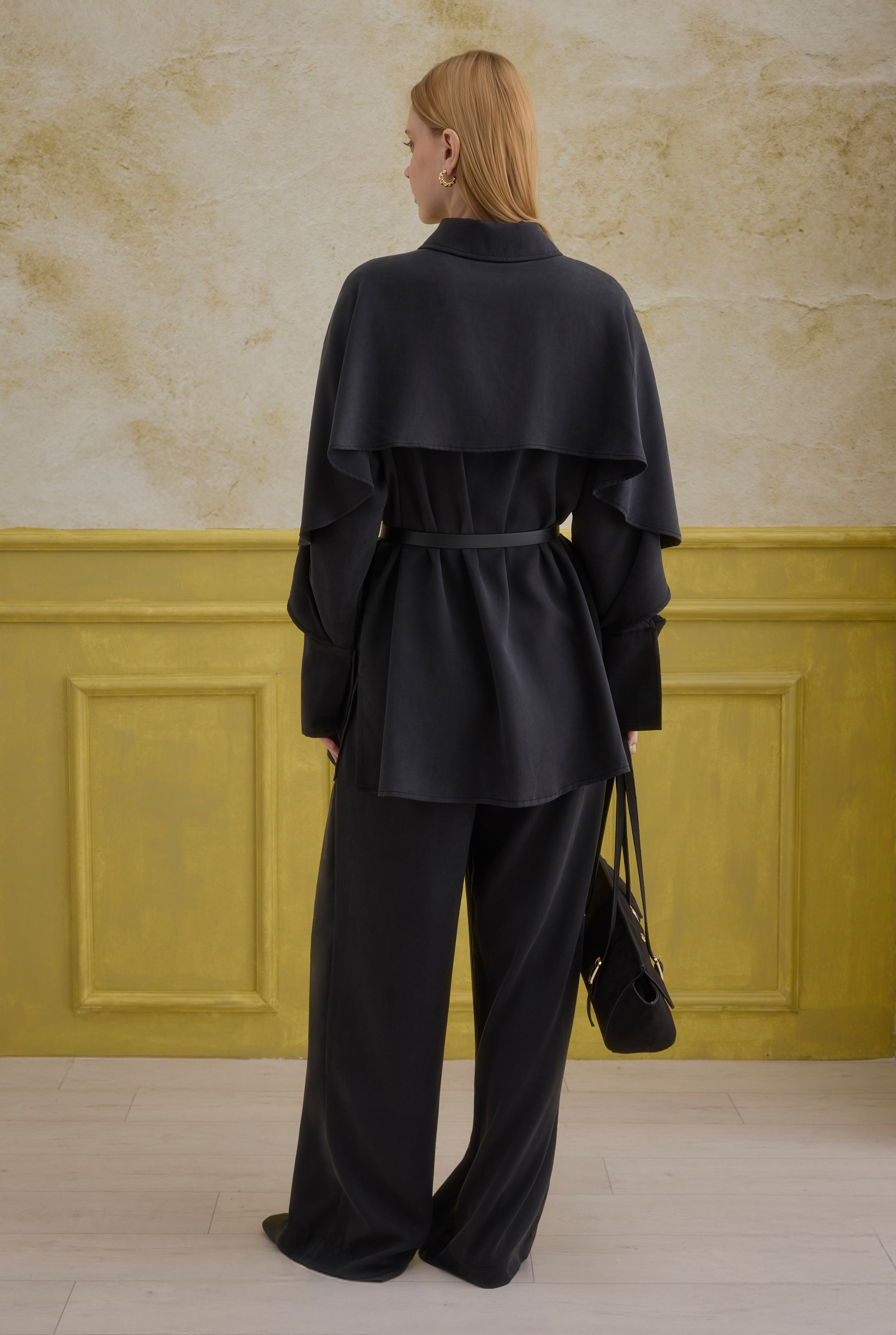 Snap-Button Detailed Tencel Set Black - 5