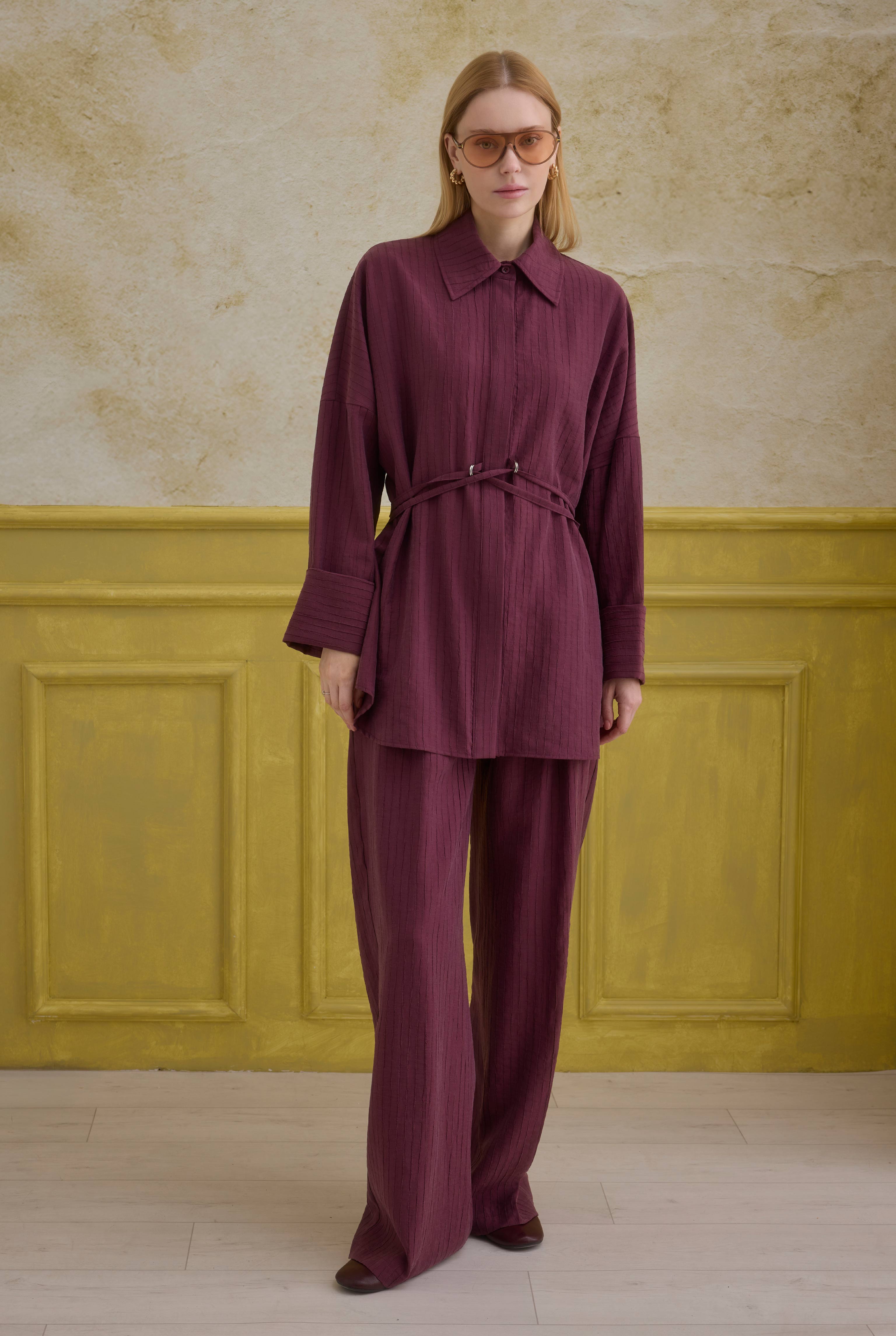 Striped Effect Modal Set Bordeaux - 3