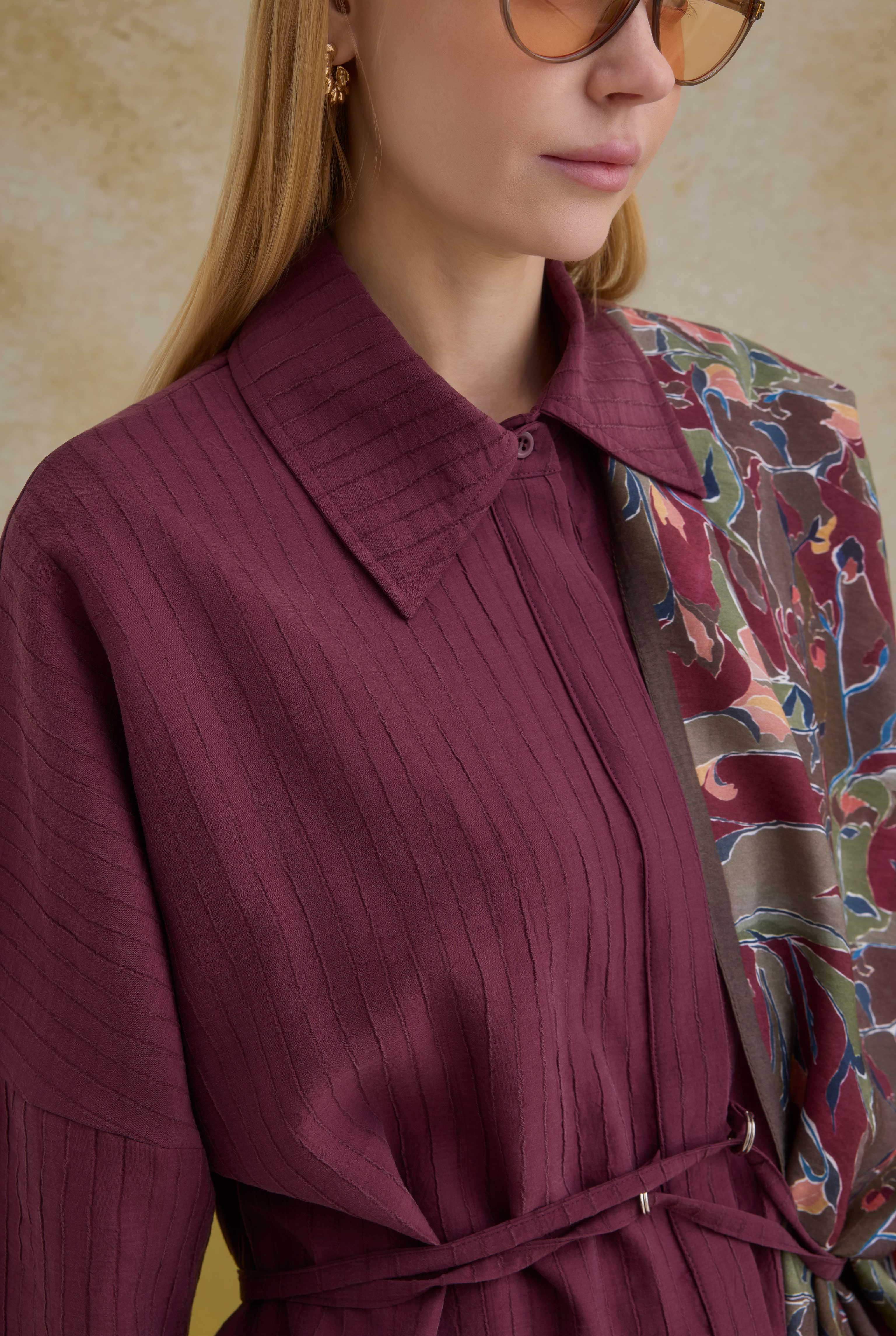 Striped Effect Modal Set Bordeaux - 6