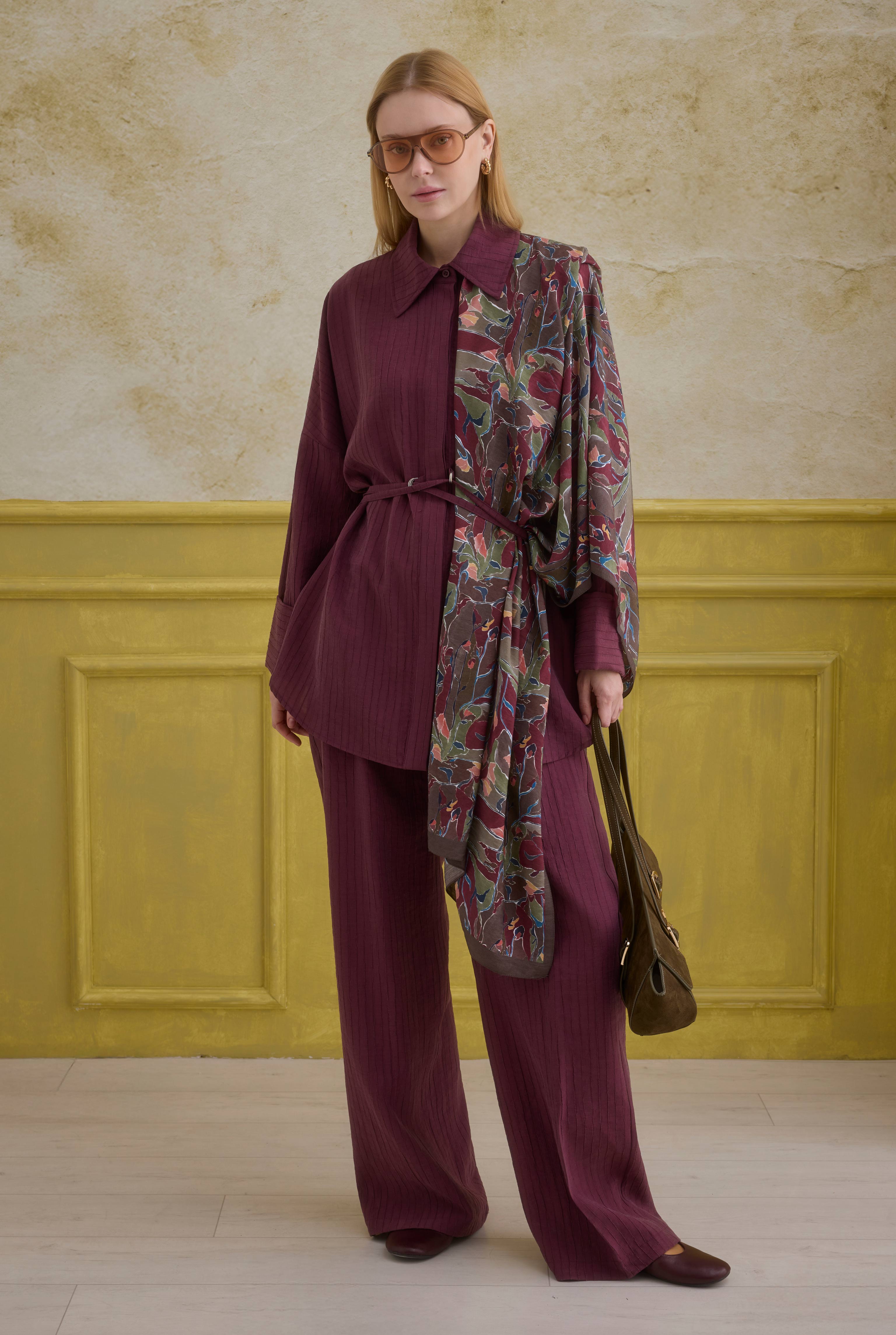 Striped Effect Modal Set Bordeaux - 2