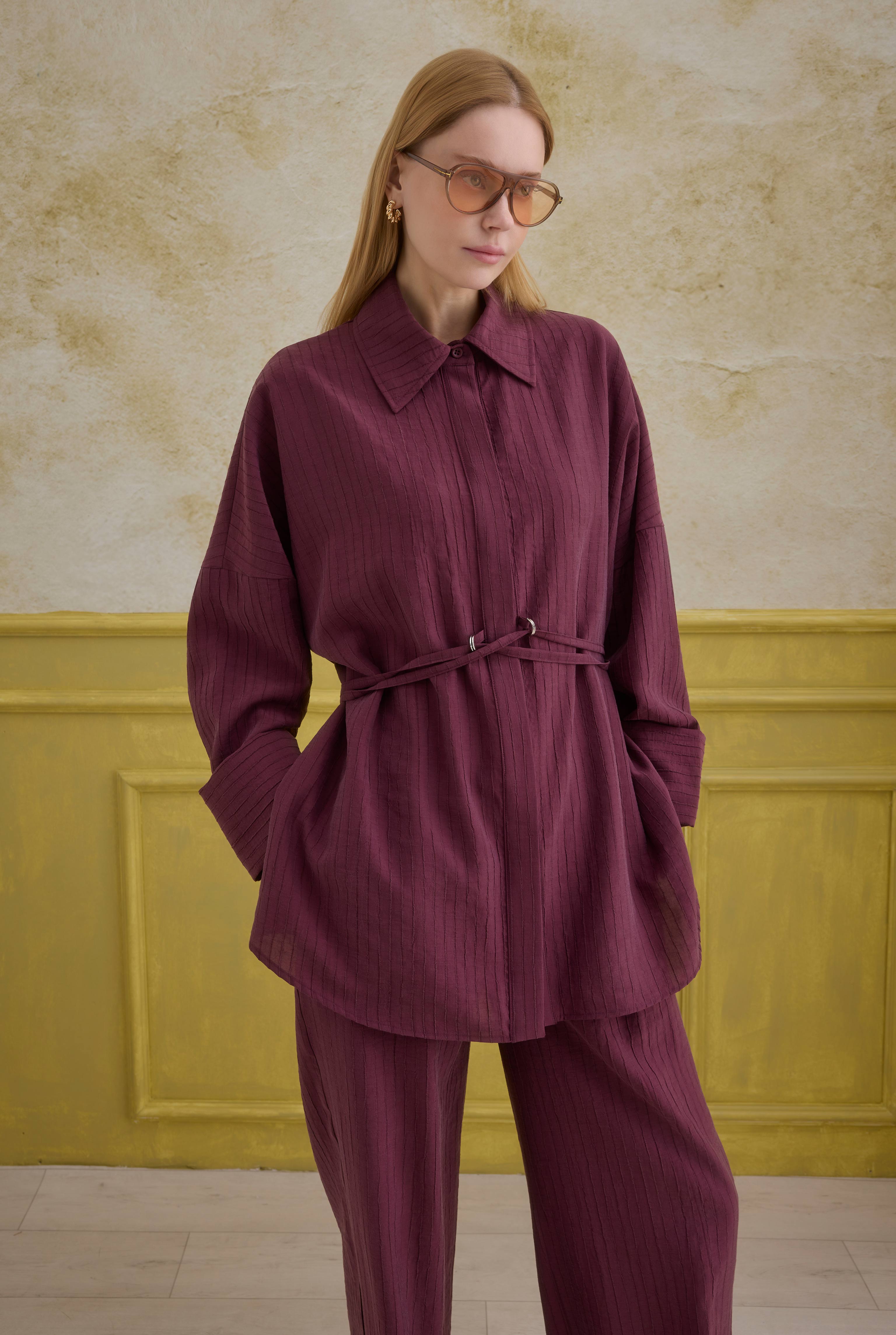 Striped Effect Modal Set Bordeaux - 4