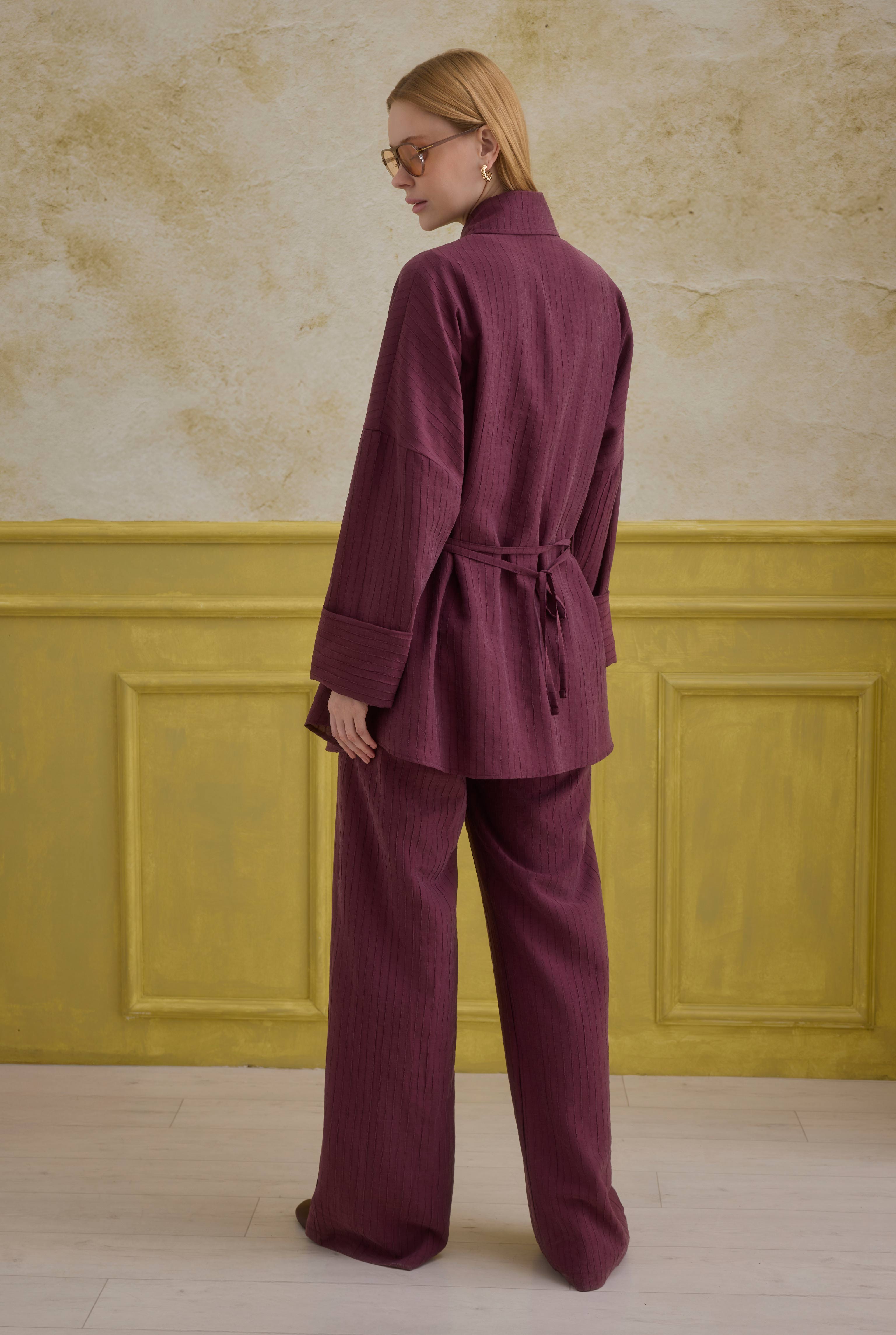 Striped Effect Modal Set Bordeaux - 5
