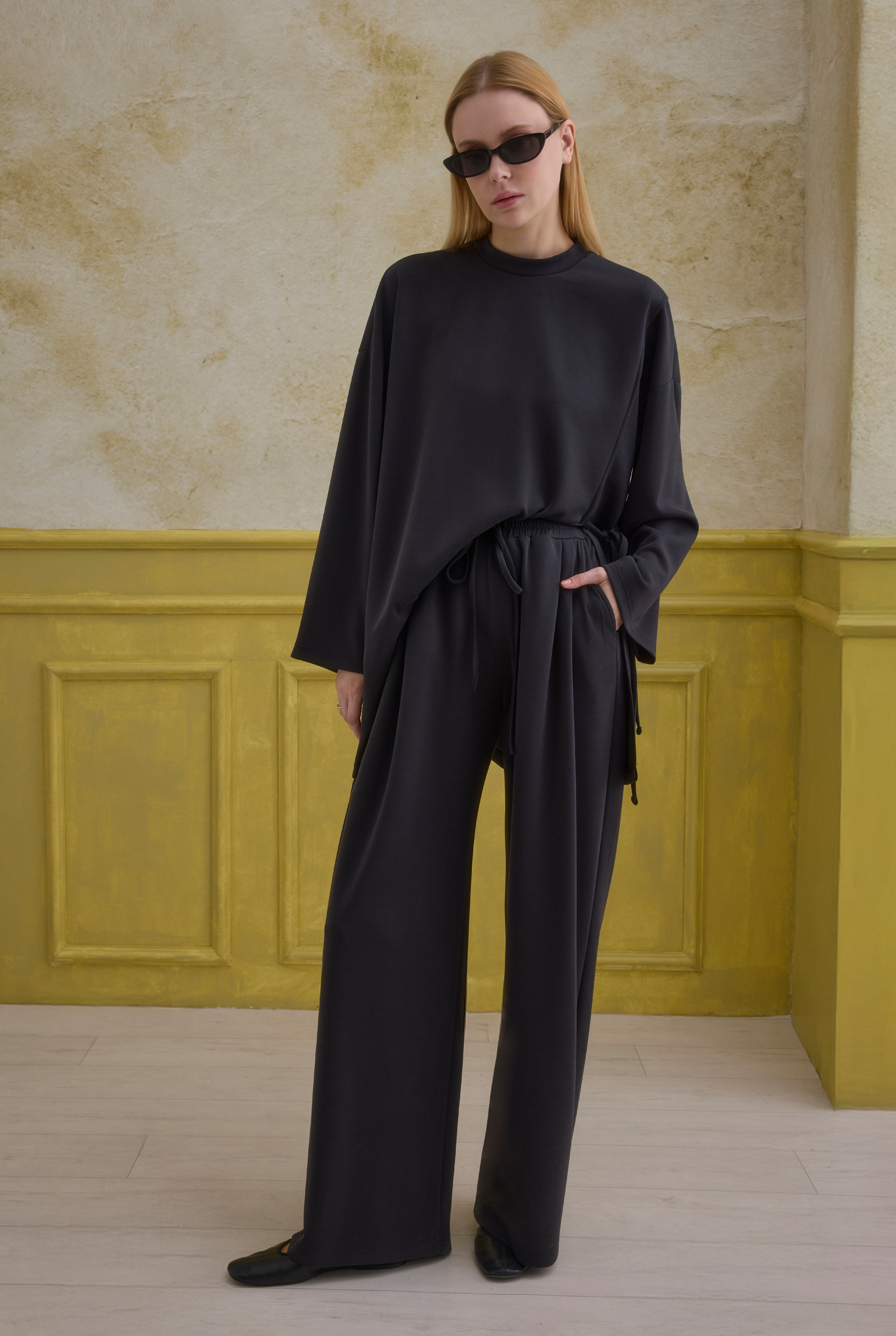 Tie Detailed Modal Set Black - 2