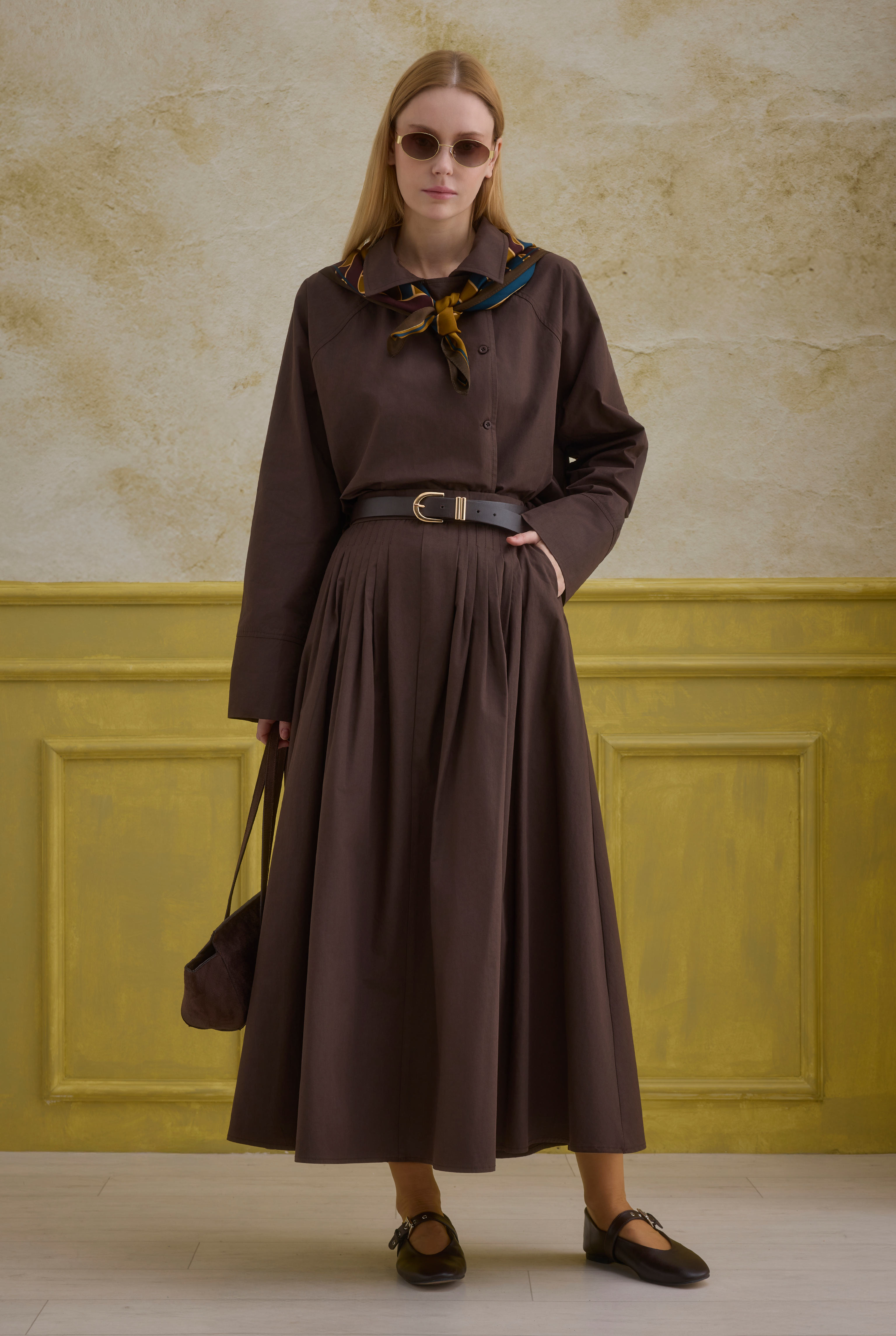 100% Cotton Skirt Brown - HE-QA