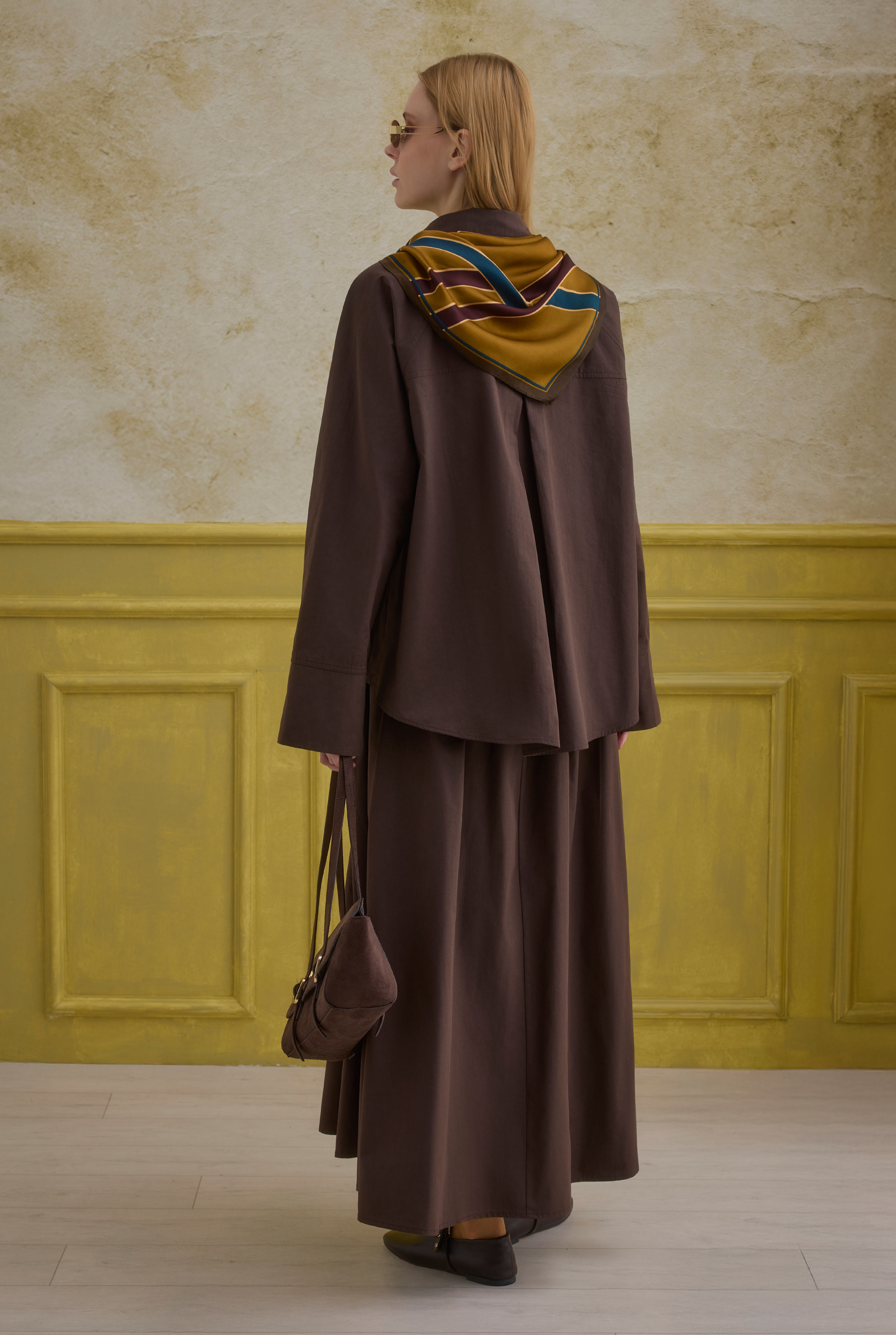 100% Cotton Skirt Brown - 3