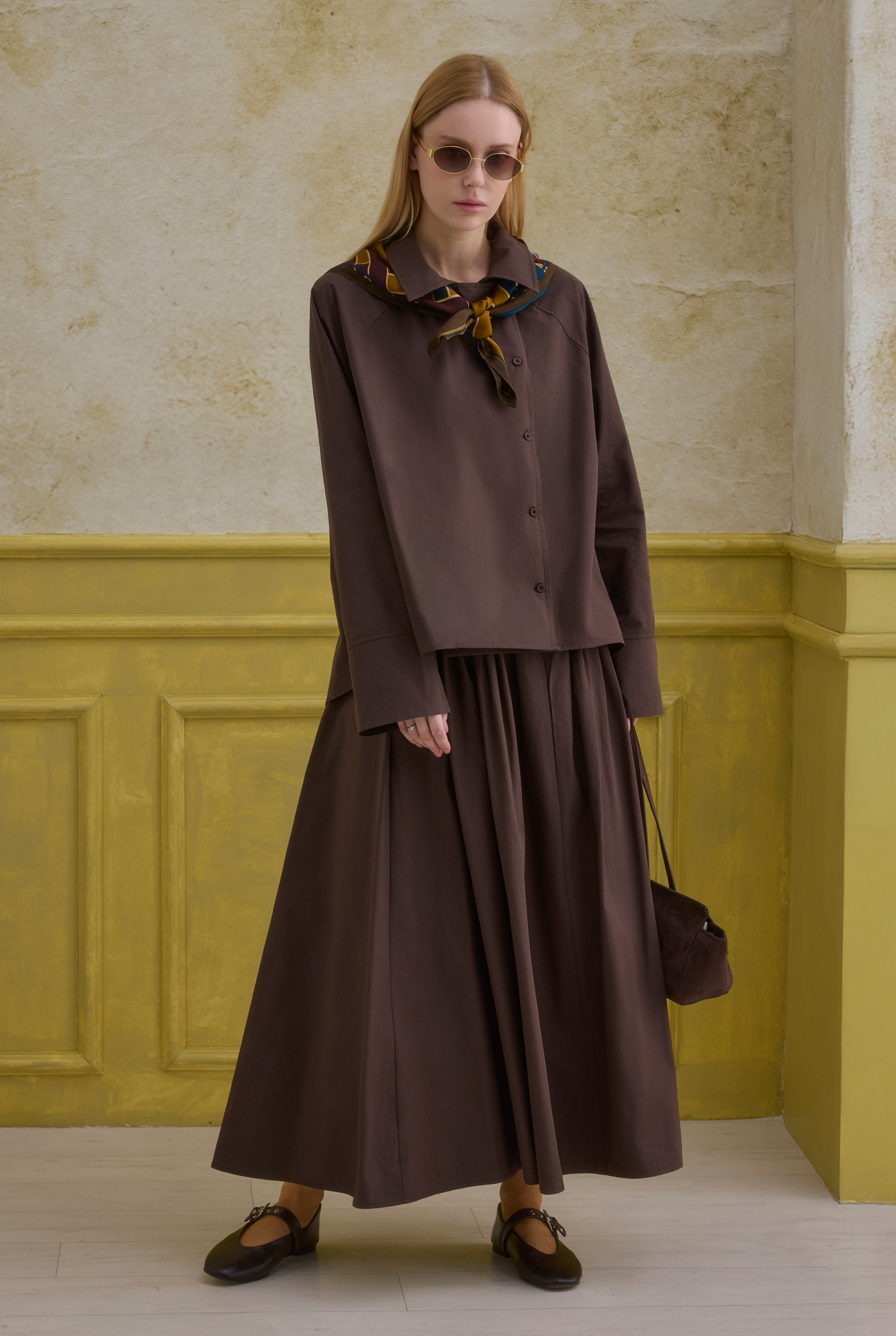 100% Cotton Skirt Brown - 5