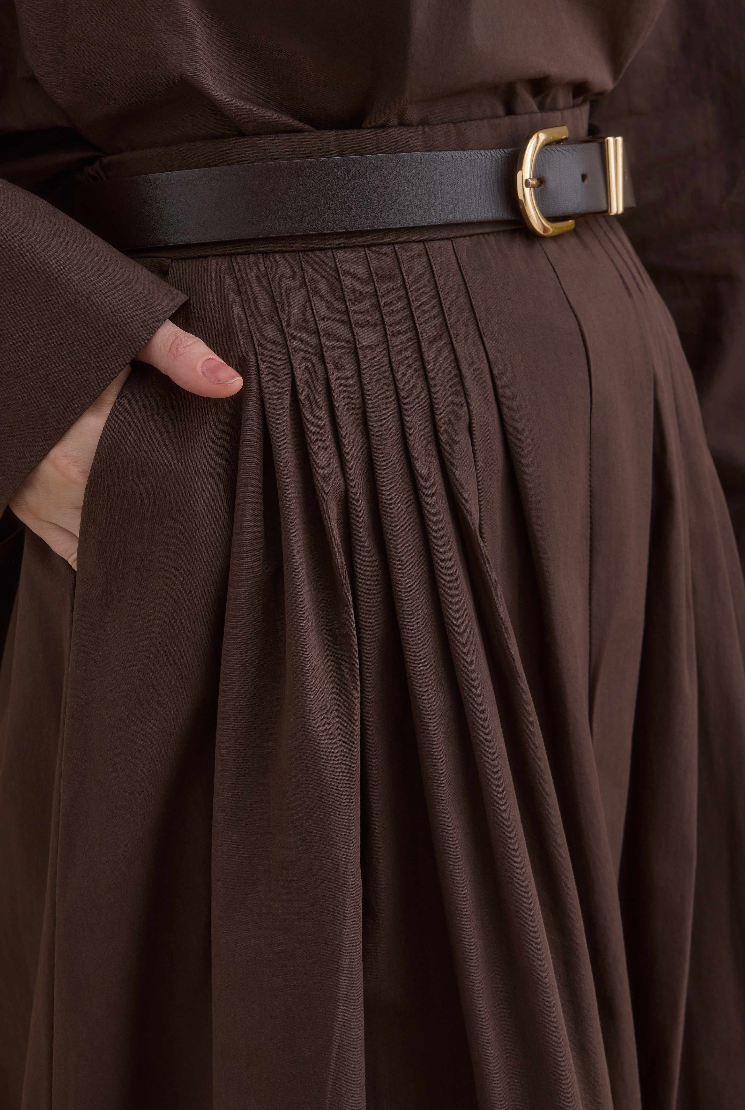 100% Cotton Skirt Brown - 2