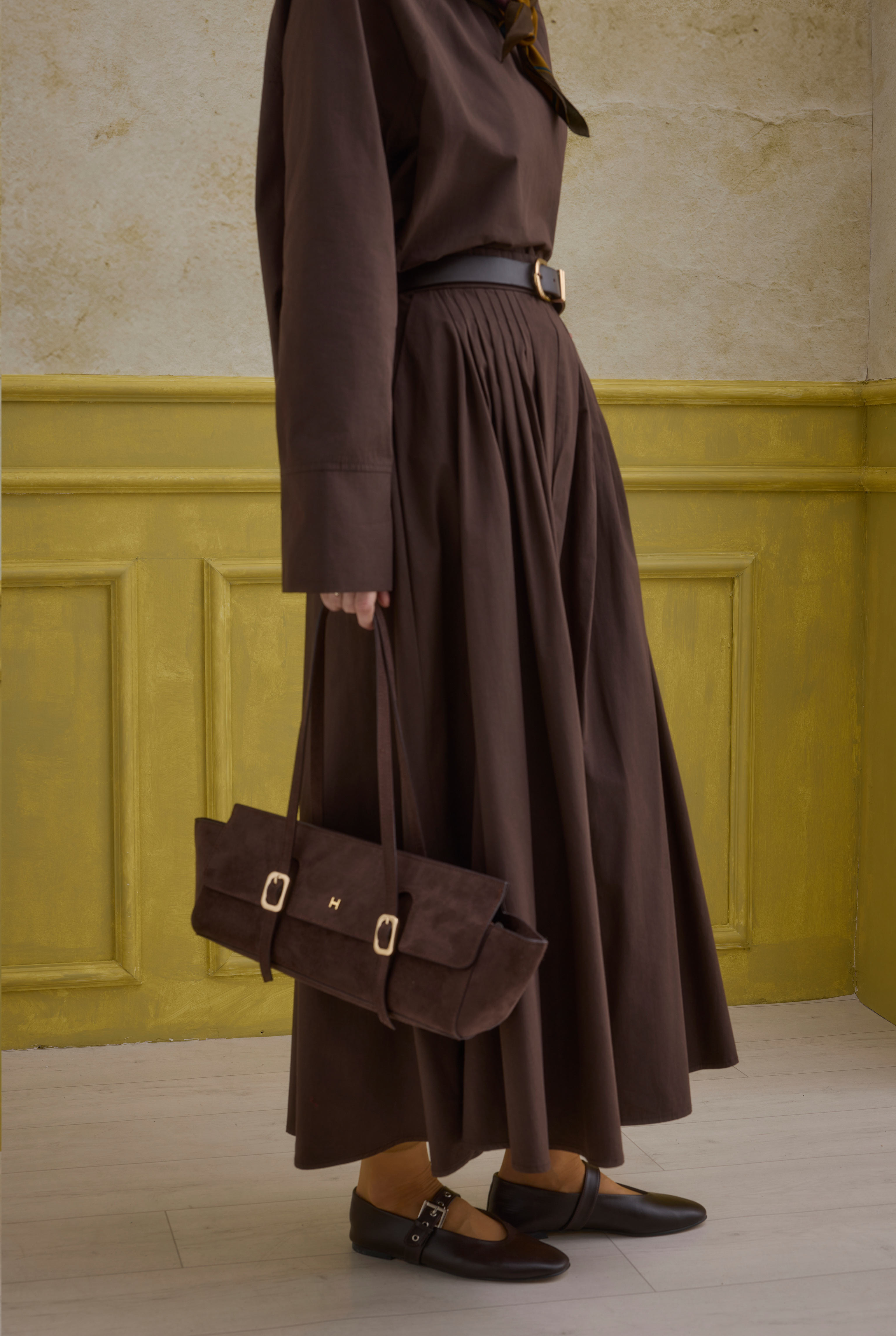 100% Cotton Skirt Brown - 4