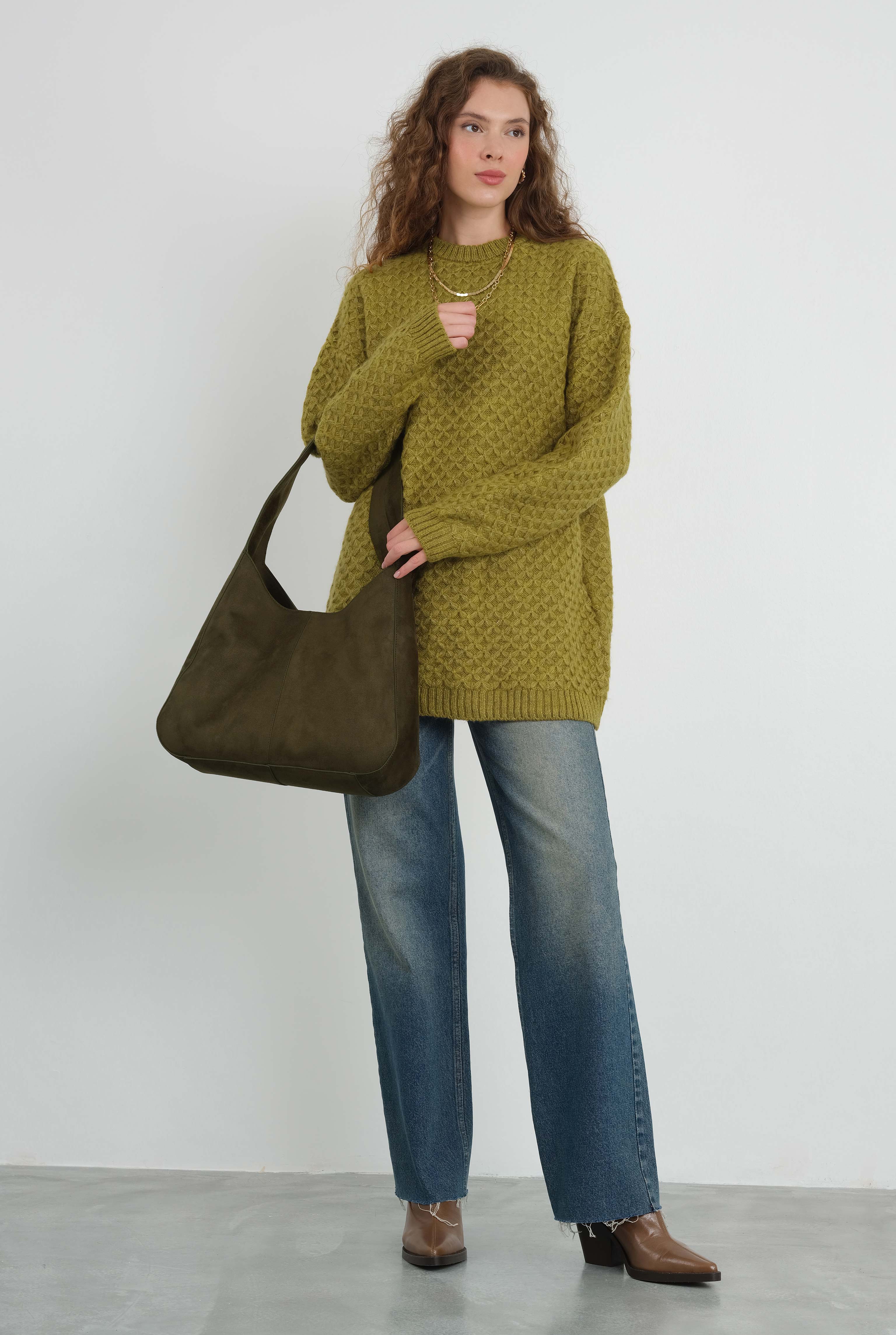 Spider Knit Sweater Oil Green - 3