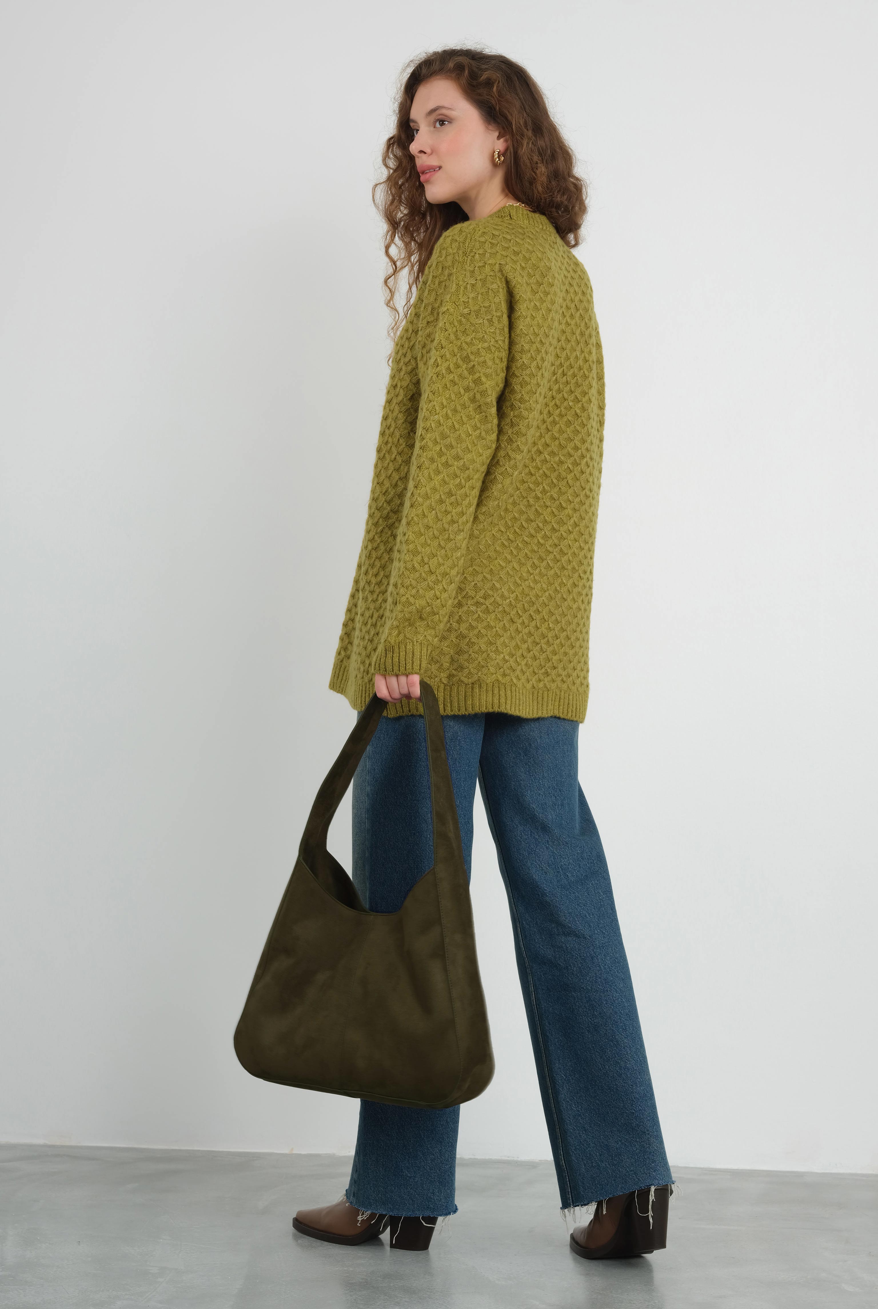 Spider Knit Sweater Oil Green - 4