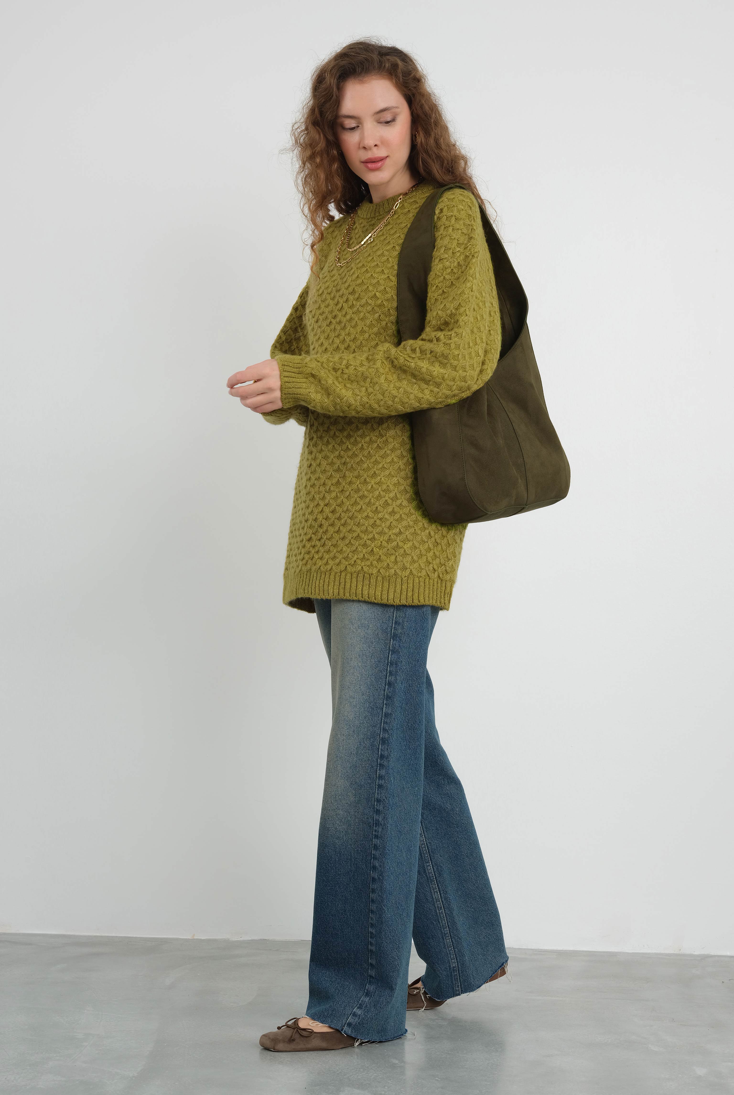 Spider Knit Sweater Oil Green - 5
