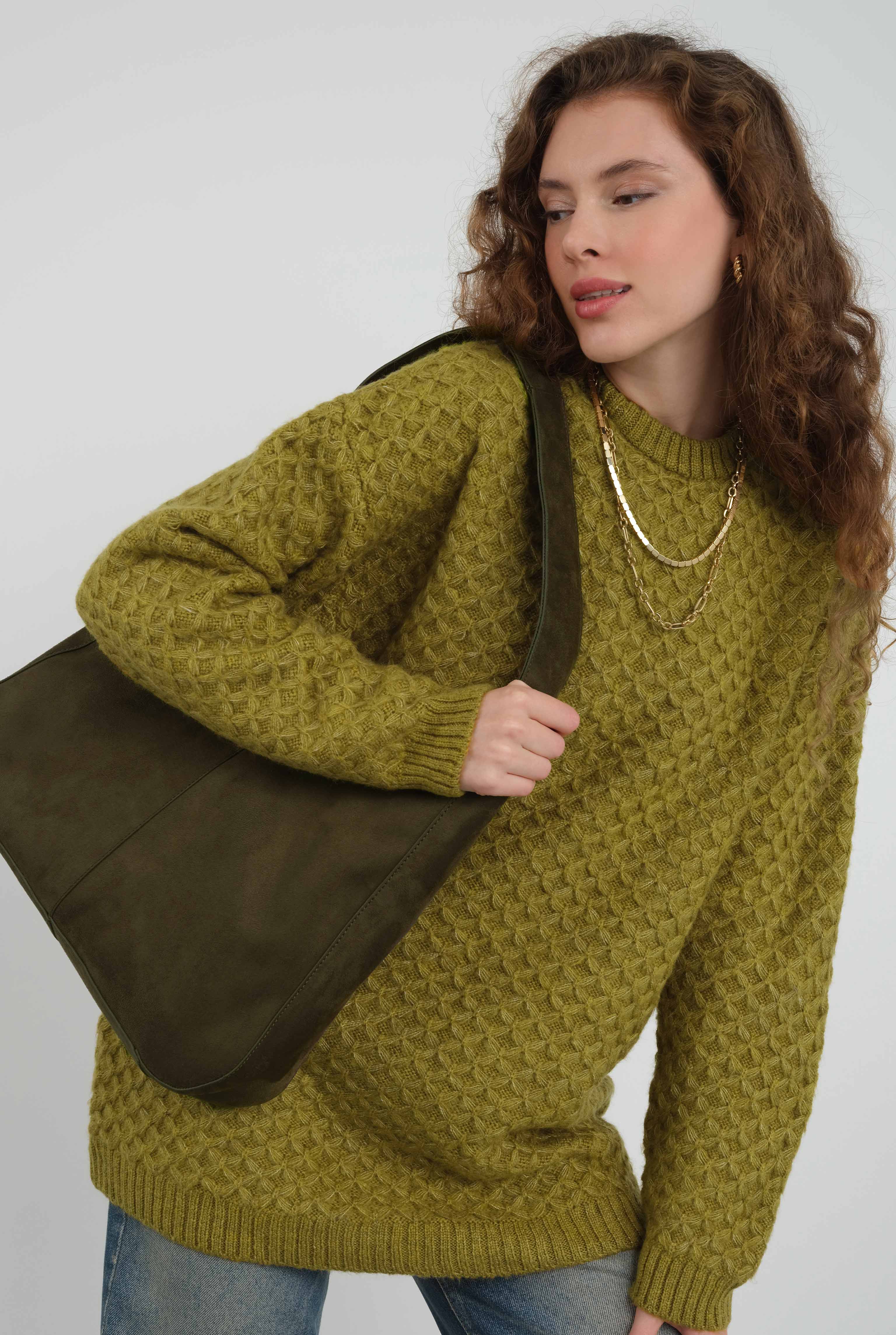 Spider Knit Sweater Oil Green - 2