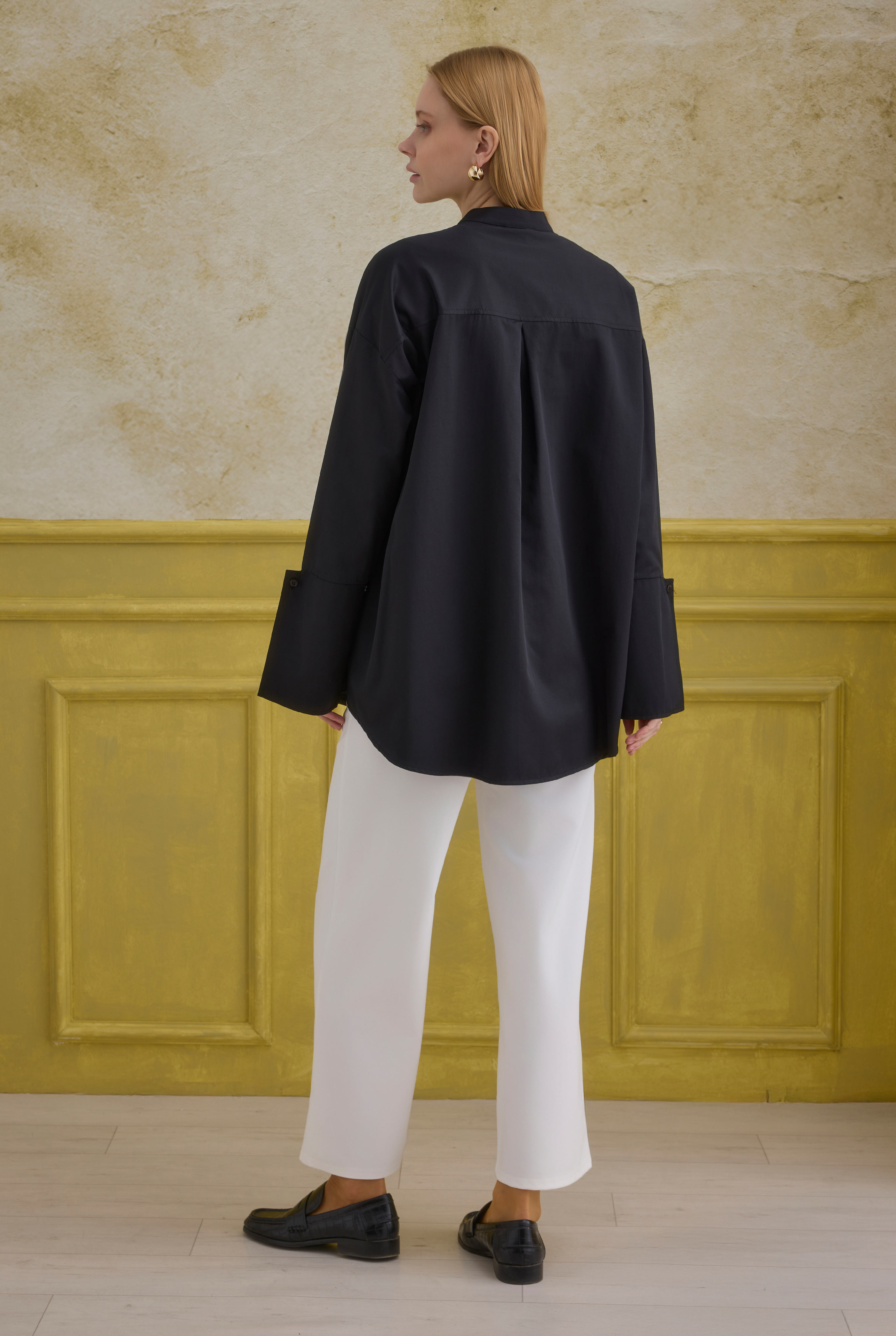 Cuff Detailed Shirt Black - 4