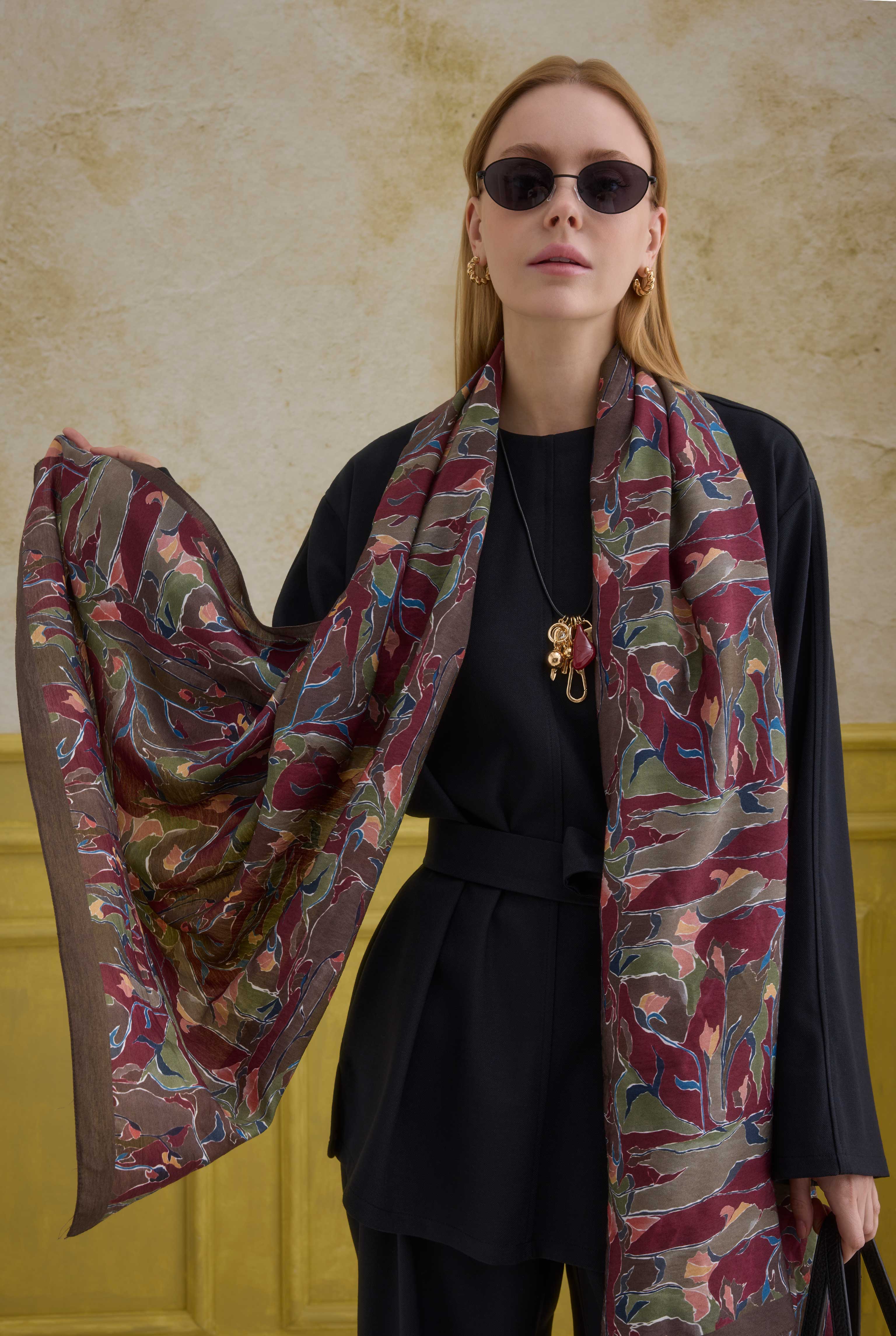 Frame Bloom Shawl Bordeaux - 6