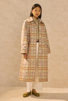 Plaid Patterned Trenchcoat Sage Green 