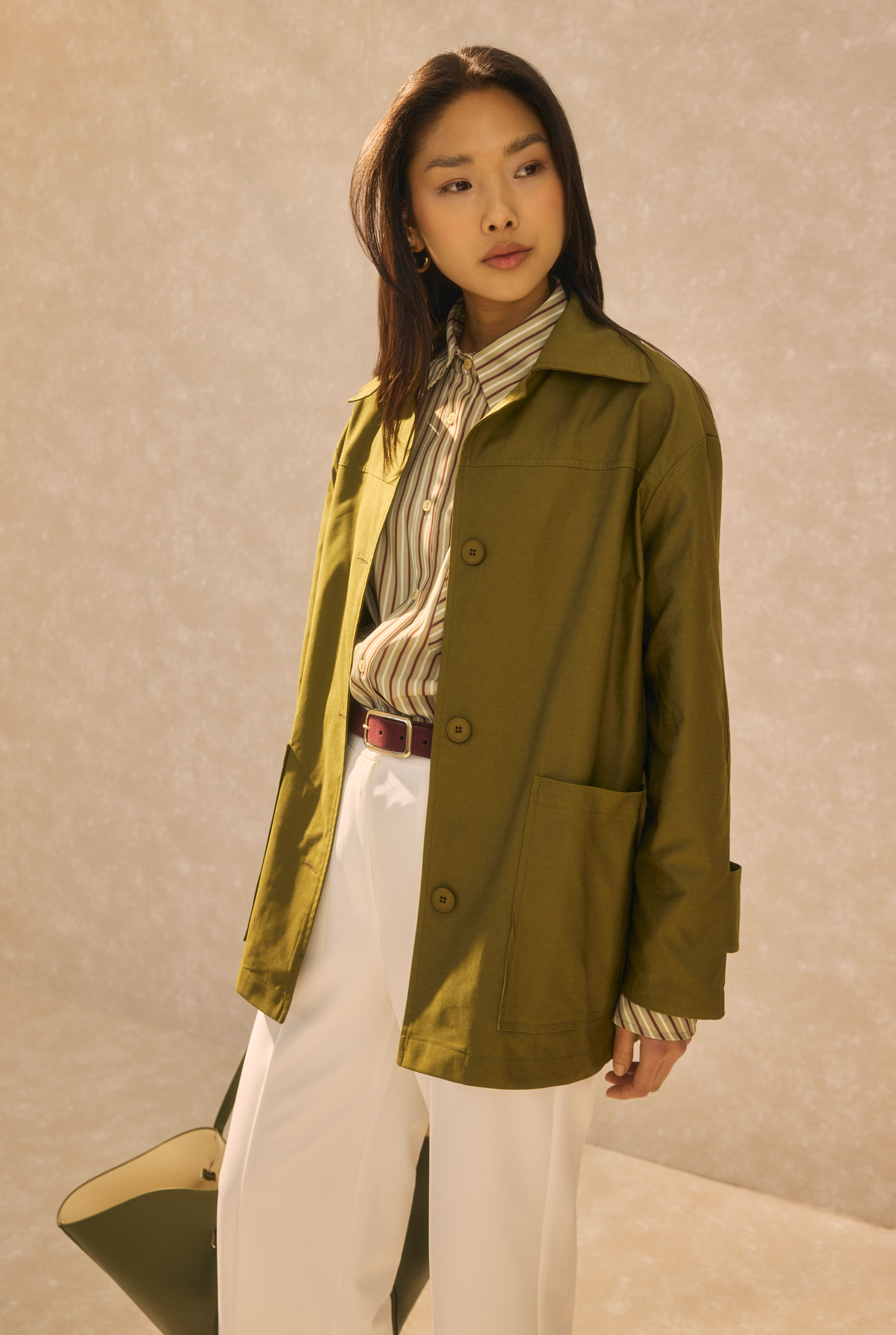 Basic Gabardine Jacket Oil Green - HE-QA