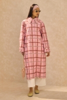 Plaid Patterned Trenchcoat Powder Pink 